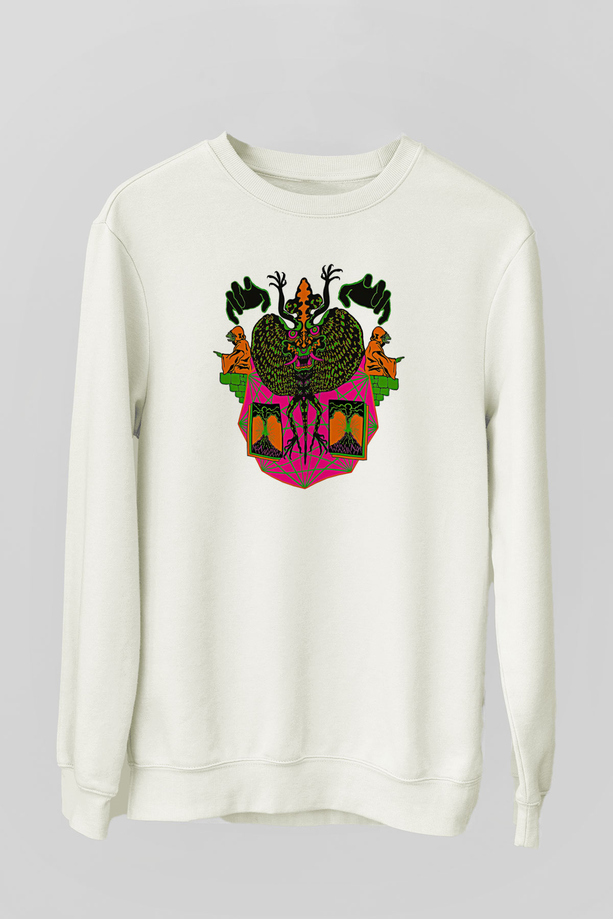 Khruanybin Baskılı Beyaz Unisex Sweatshirt