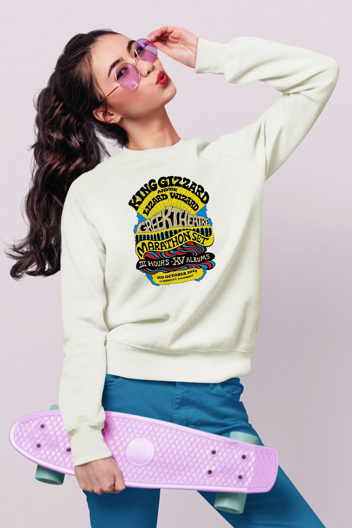 Khruanybin Baskılı Beyaz Unisex Sweatshirt