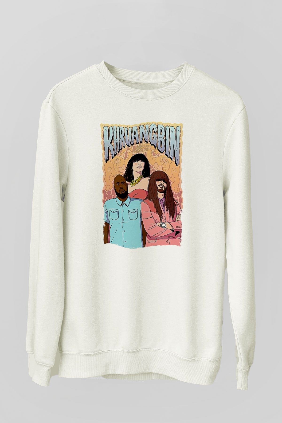 Khruanybin Baskılı Beyaz Unisex Sweatshirt