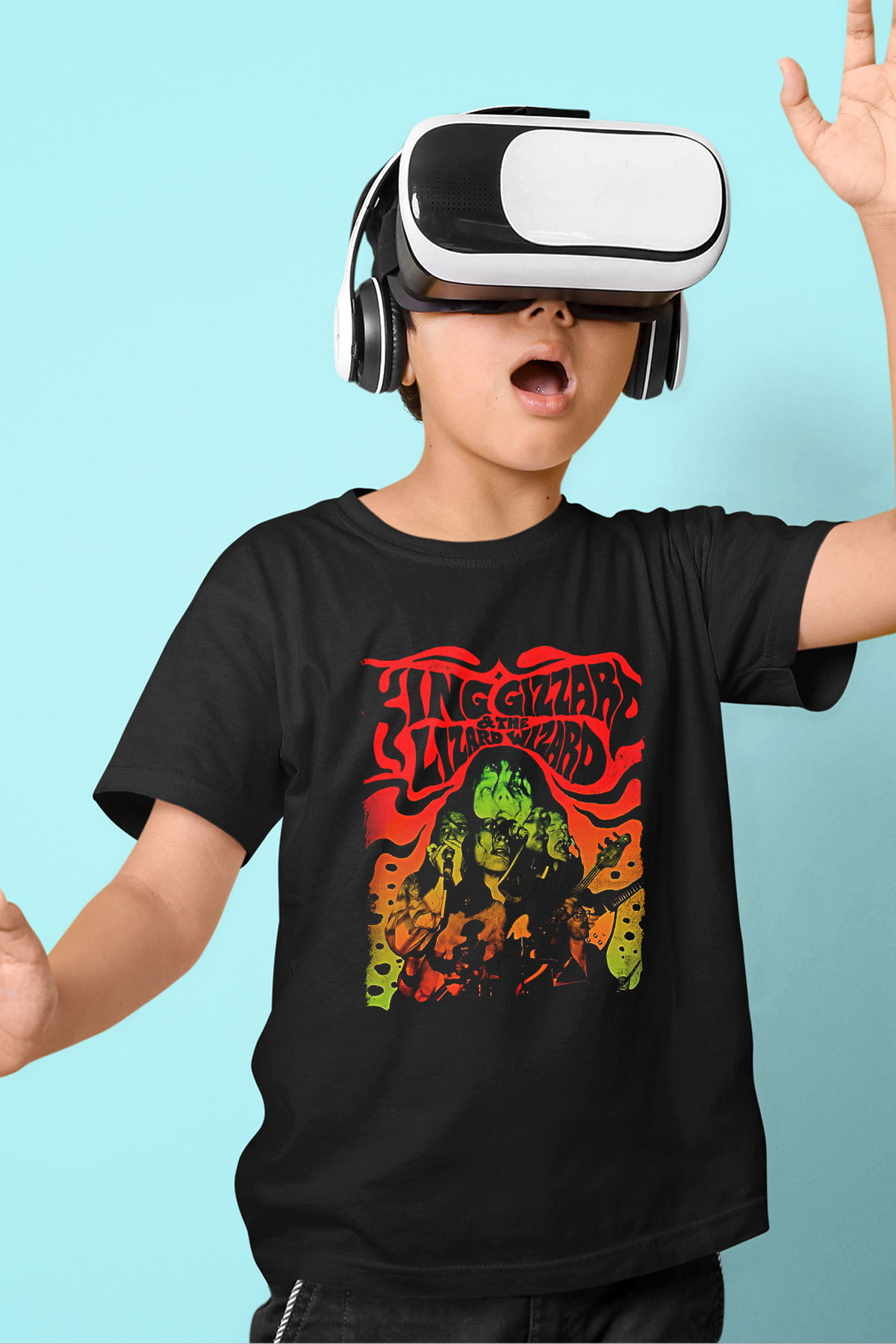 Khruanybin Baskılı Unisex Siyah Çocuk Tişört - Tshirt