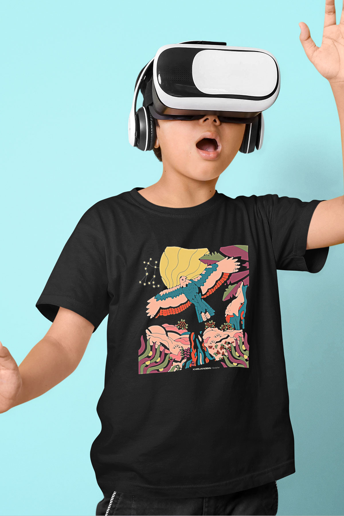 Khruanybin Baskılı Unisex Siyah Çocuk Tişört - Tshirt