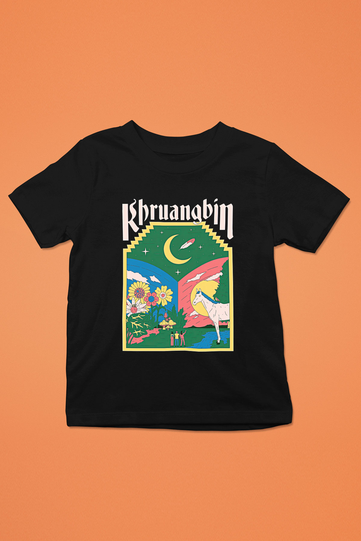 Khruanybin Baskılı Unisex Siyah Çocuk Tişört - Tshirt
