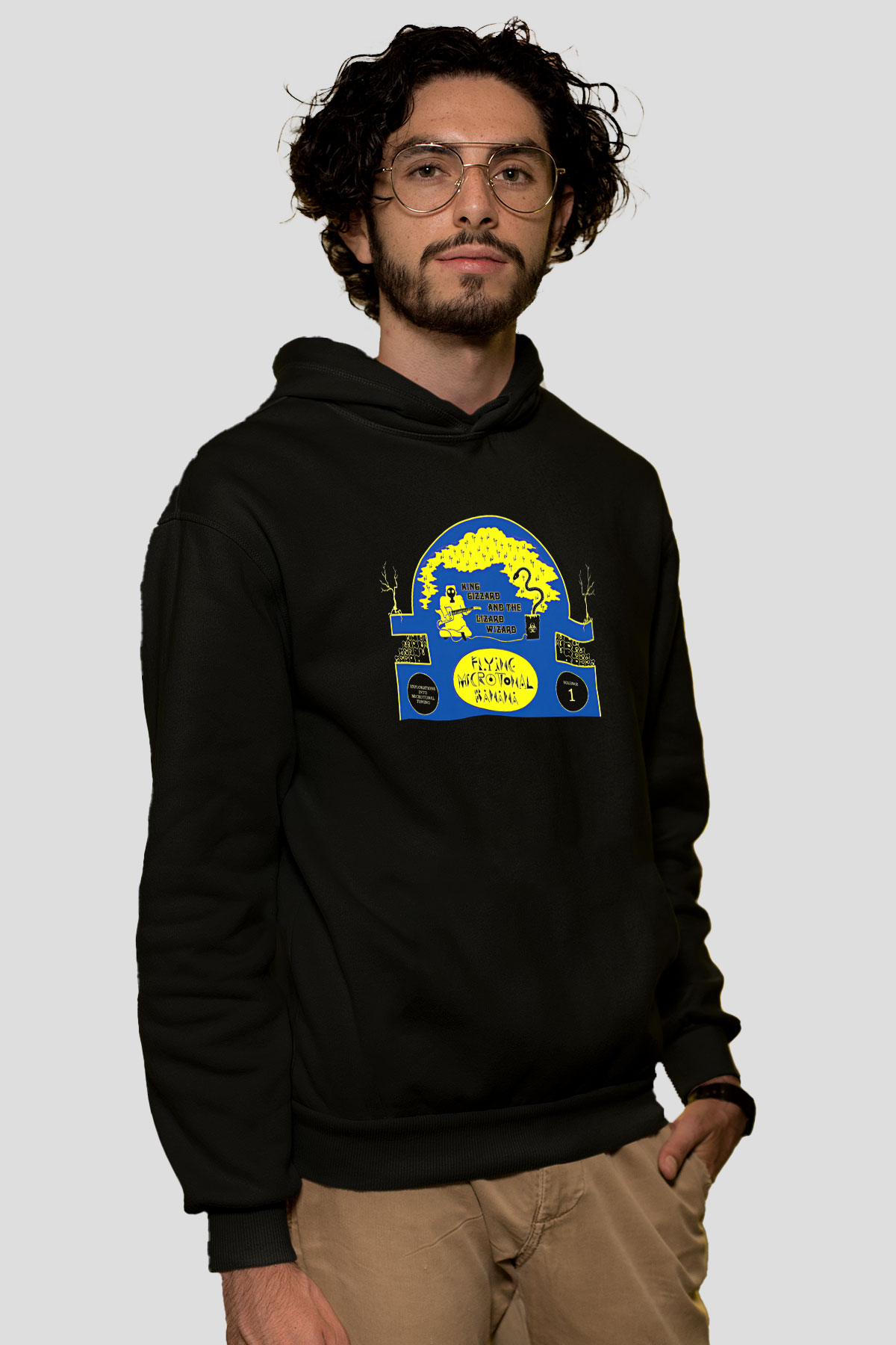 Khruanybin Baskılı Unisex Siyah Kapüşonlu Sweatshirt