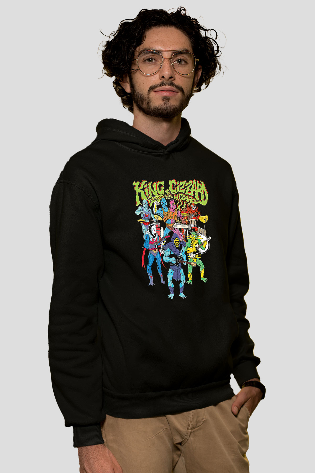 Khruanybin Baskılı Unisex Siyah Kapüşonlu Sweatshirt