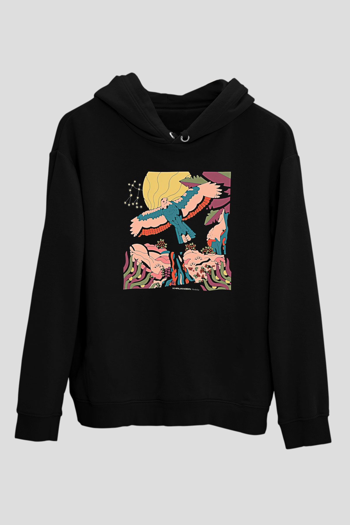 Khruanybin Baskılı Unisex Siyah Kapüşonlu Sweatshirt