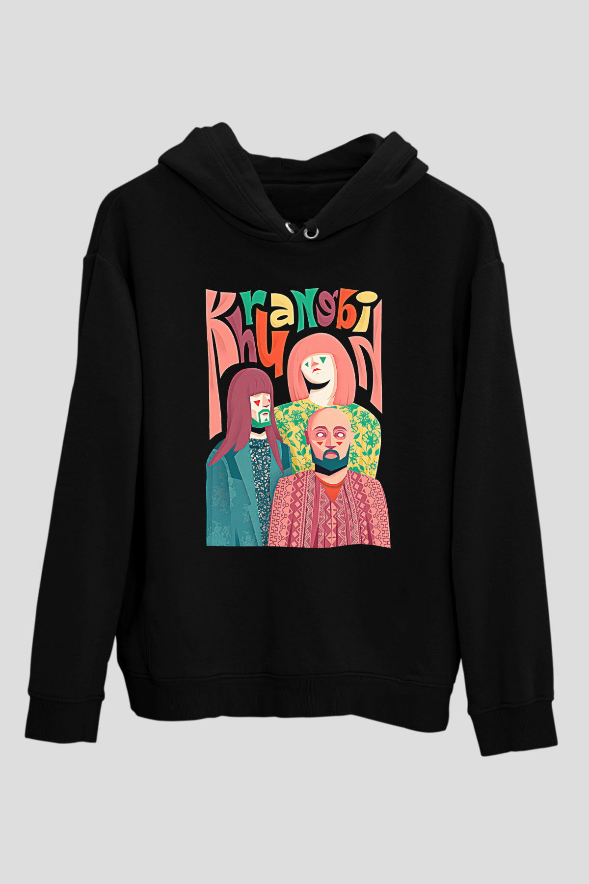 Khruanybin Baskılı Unisex Siyah Kapüşonlu Sweatshirt