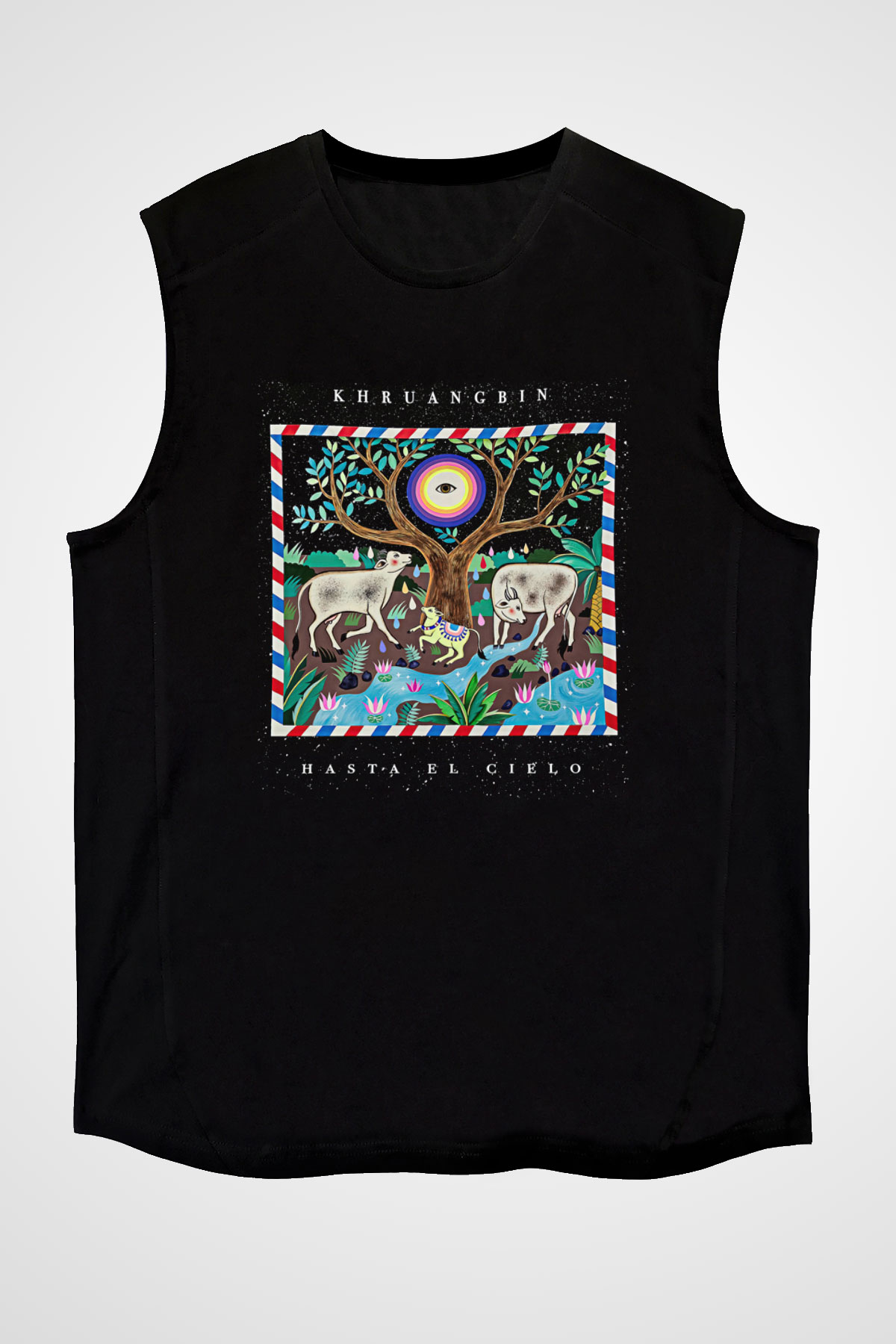 Khruanybin Baskılı Unisex Siyah Kolsuz Tişört - Tshirt