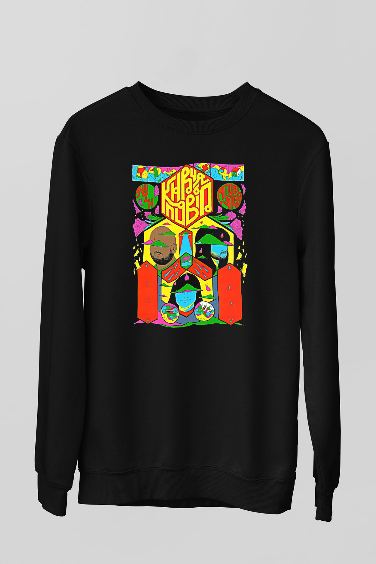 Khruanybin Baskılı Unisex Siyah Sweatshirt