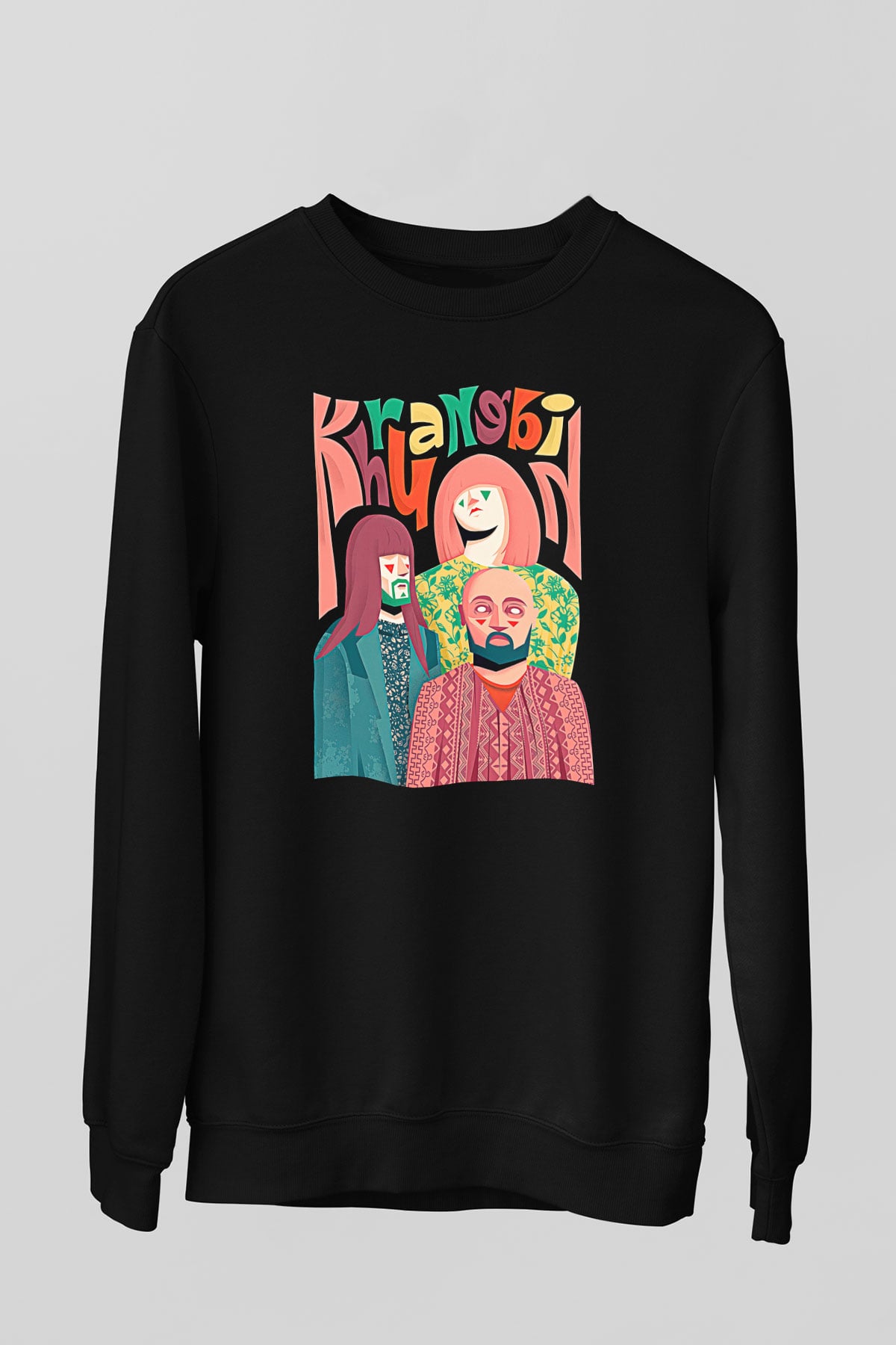 Khruanybin Baskılı Unisex Siyah Sweatshirt