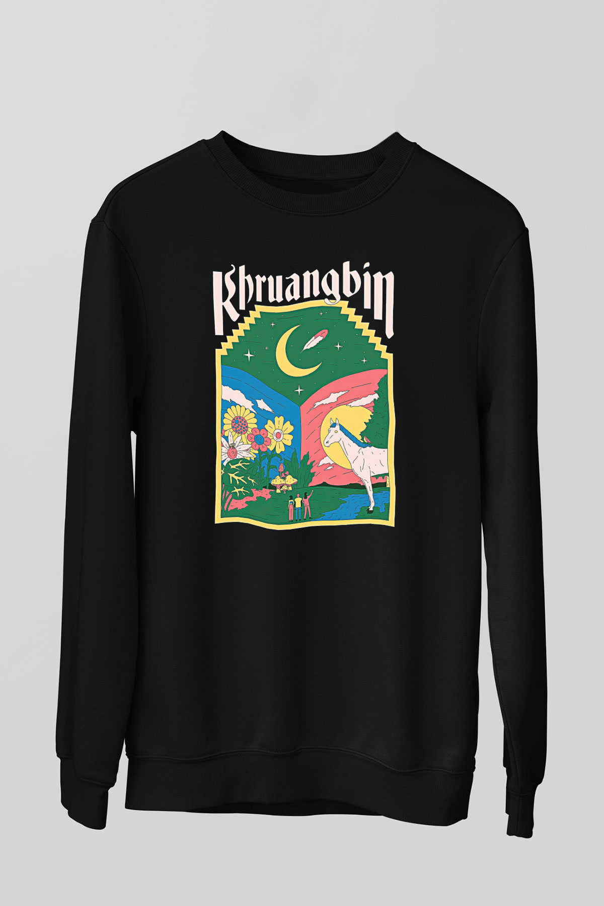 Khruanybin Baskılı Unisex Siyah Sweatshirt