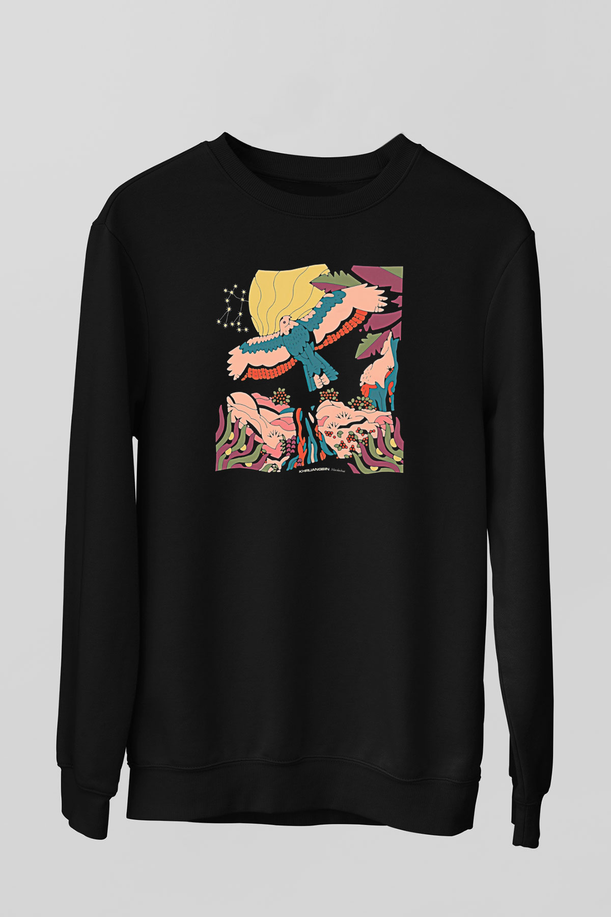 Khruanybin Baskılı Unisex Siyah Sweatshirt