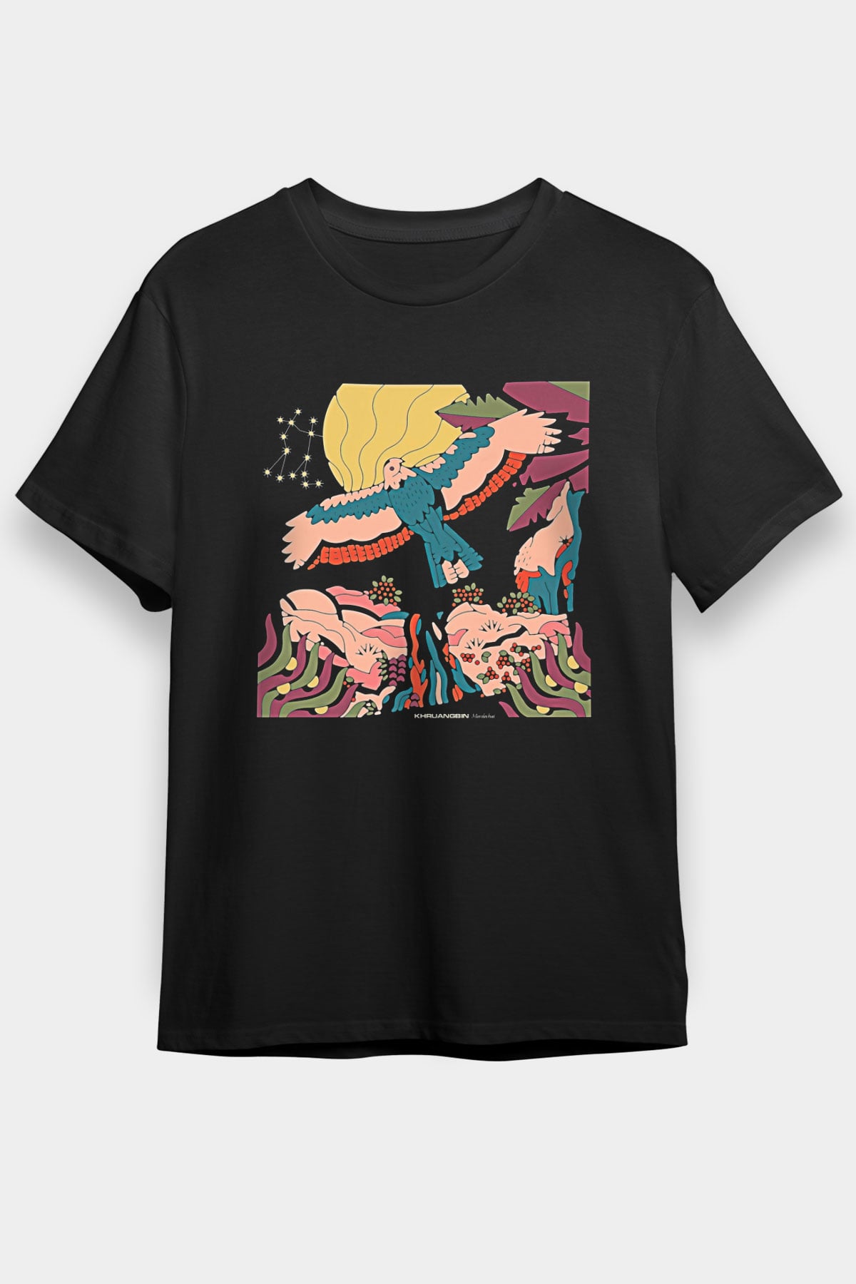 Khruanybin Baskılı Unisex Siyah Tişört - Tshirt