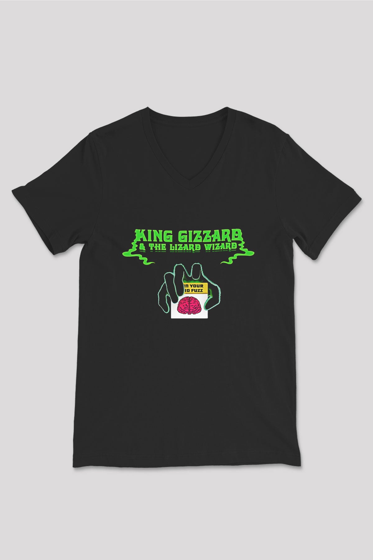 Khruanybin Baskılı Unisex Siyah V Yaka Tişört - Tshirt