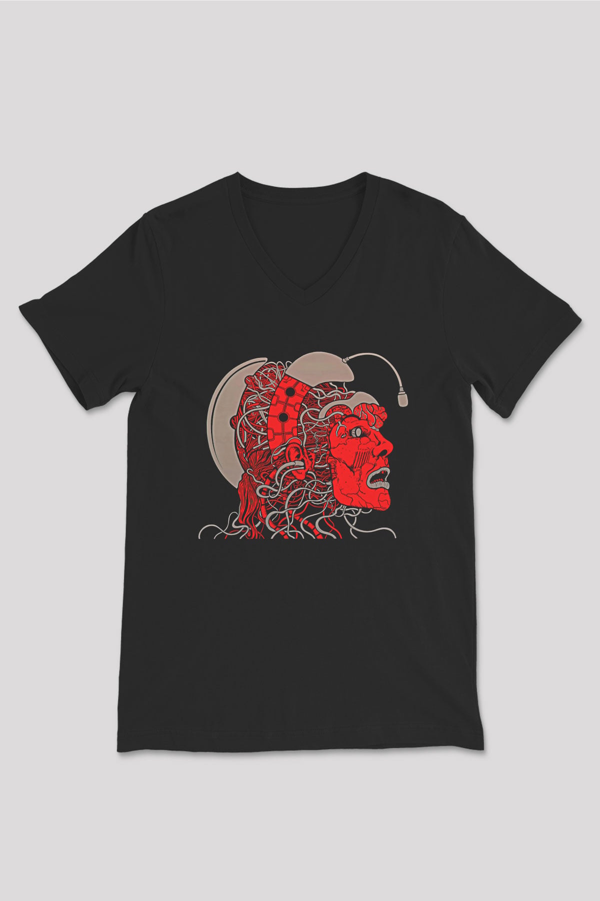 Khruanybin Baskılı Unisex Siyah V Yaka Tişört - Tshirt