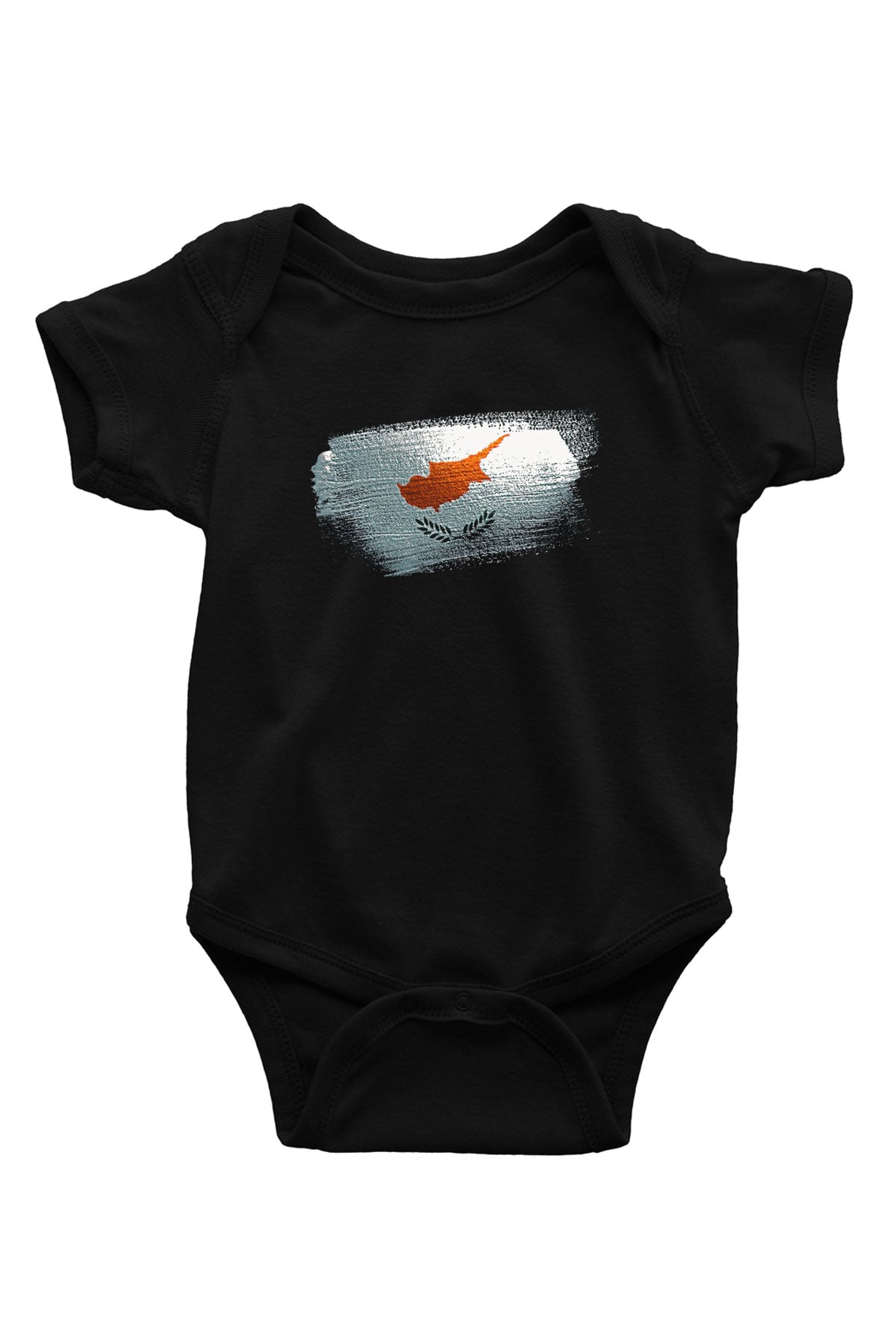 Kıbrıs - Cyprus Bayrağı Baskılı Unisex Siyah Bebek Body - Zıbın