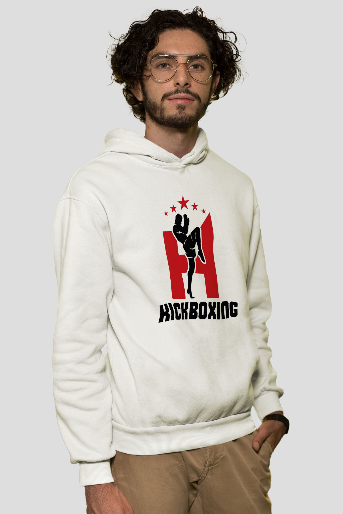 Kick boks Beyaz Unisex Hoodie