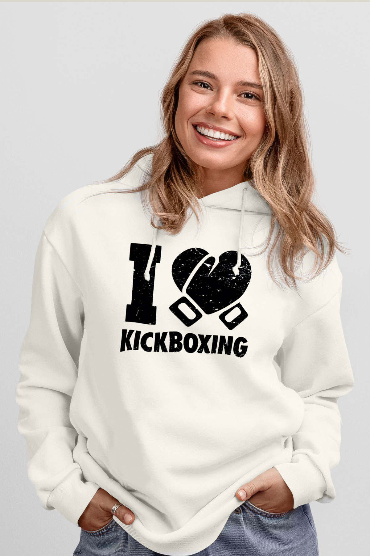 Kick boks Beyaz Unisex Hoodie