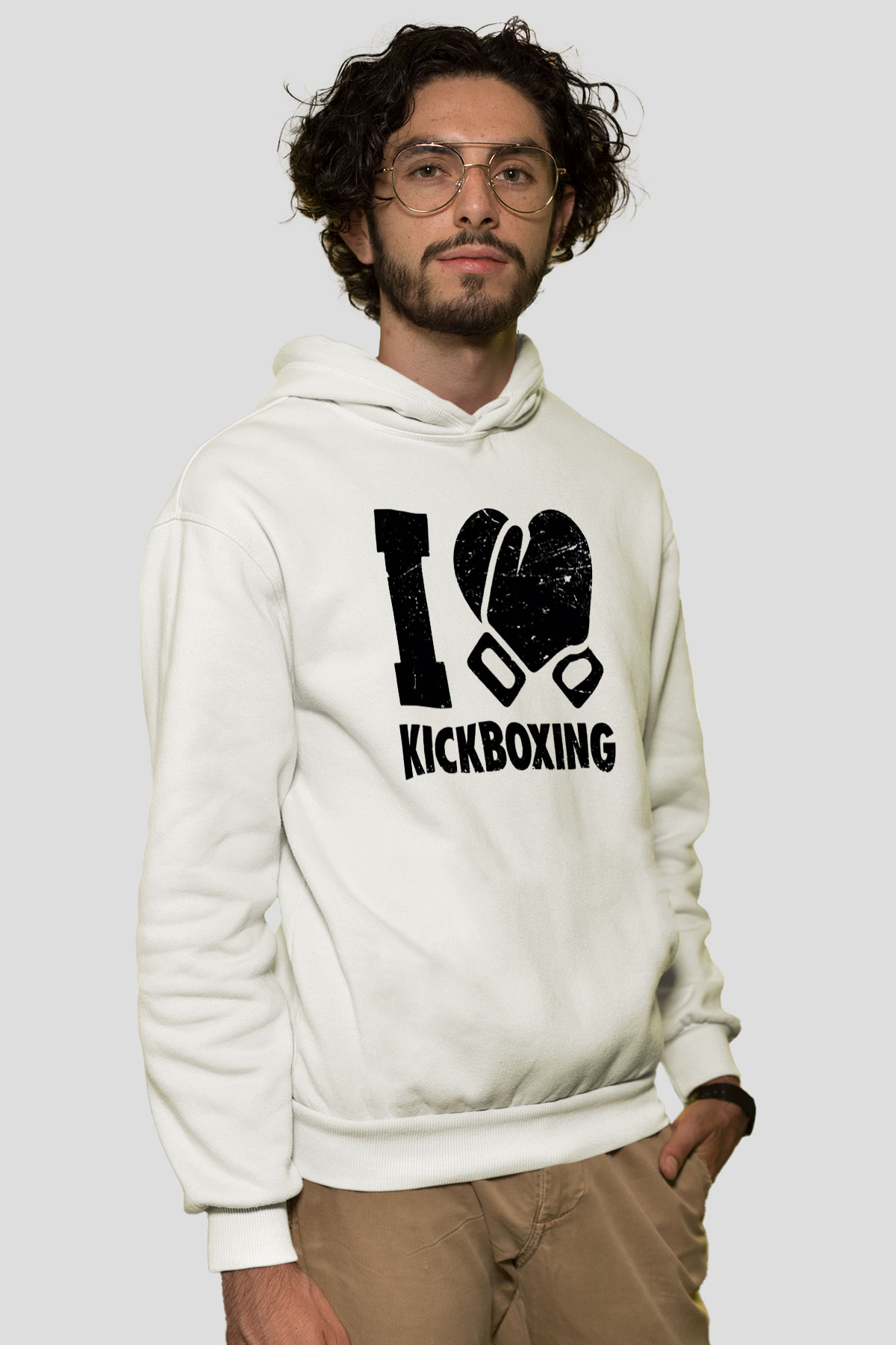 Kick boks Beyaz Unisex Hoodie