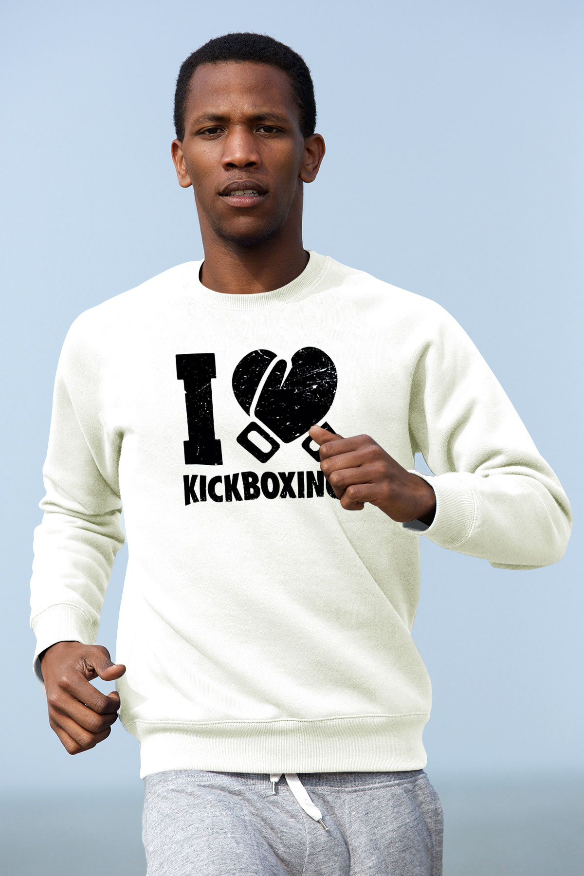 Kick boks Beyaz Unisex Sweatshirt