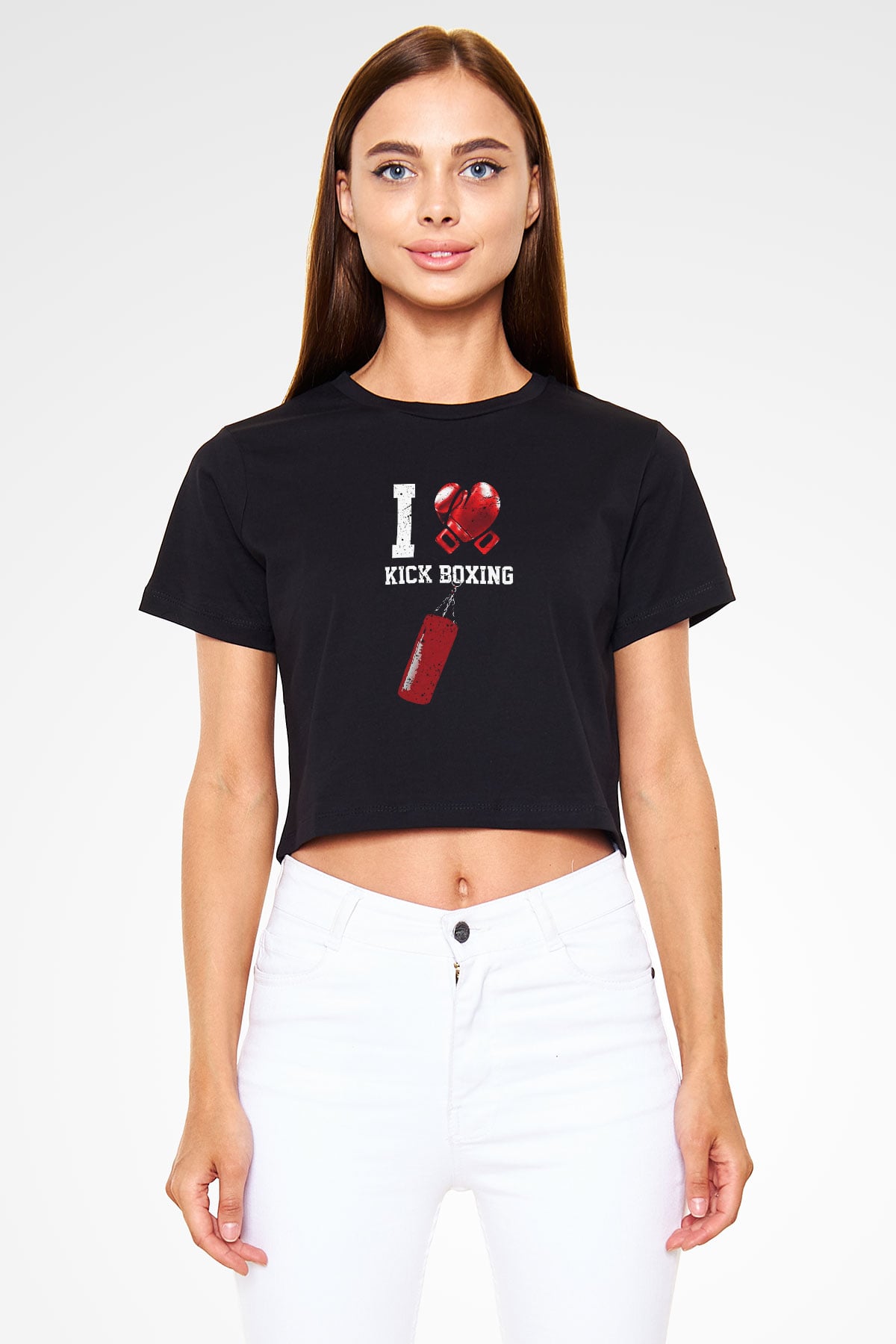Kick boks Siyah Crop Top Tişört