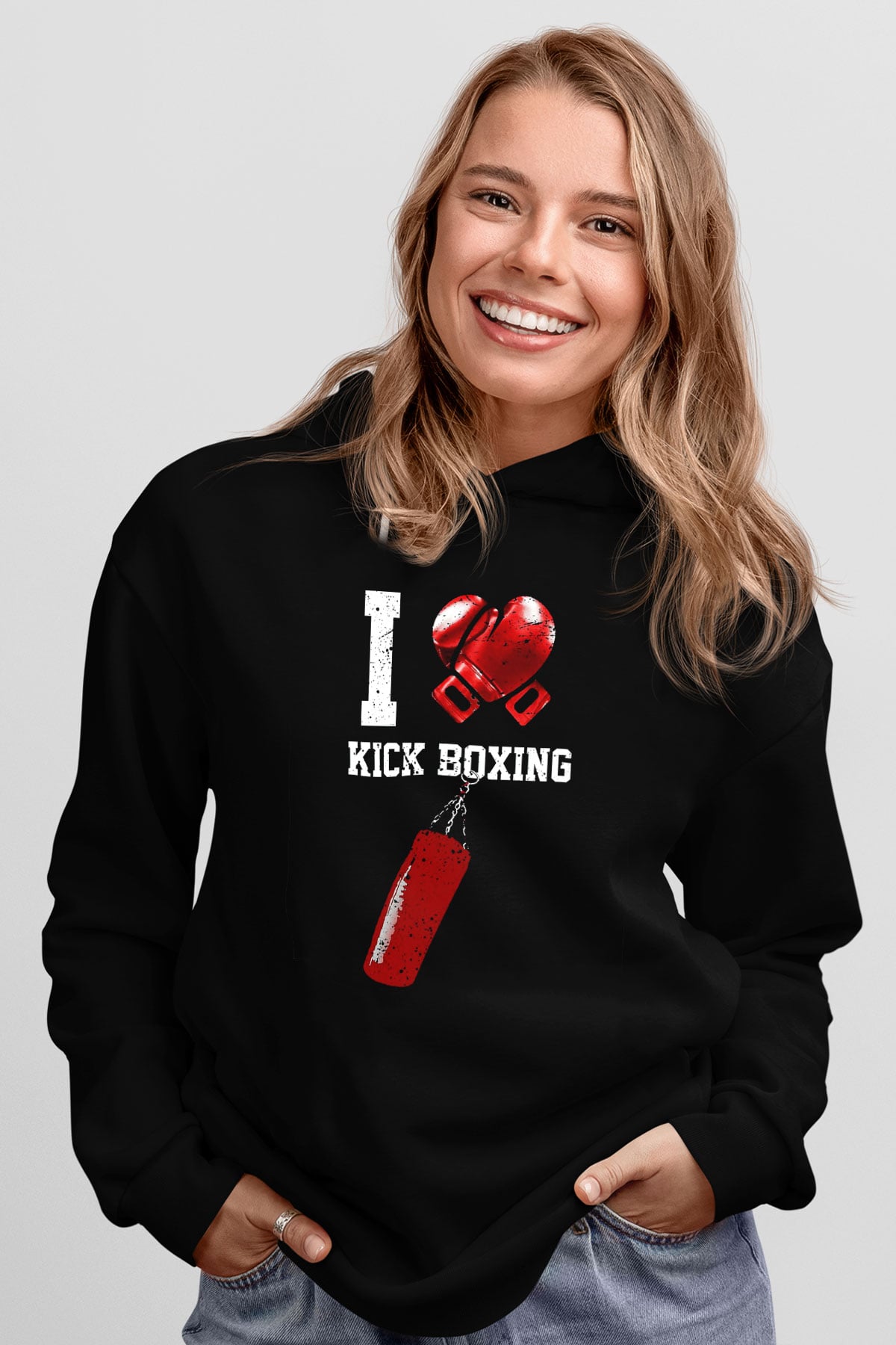 Kick boks Siyah Unisex Hoodie