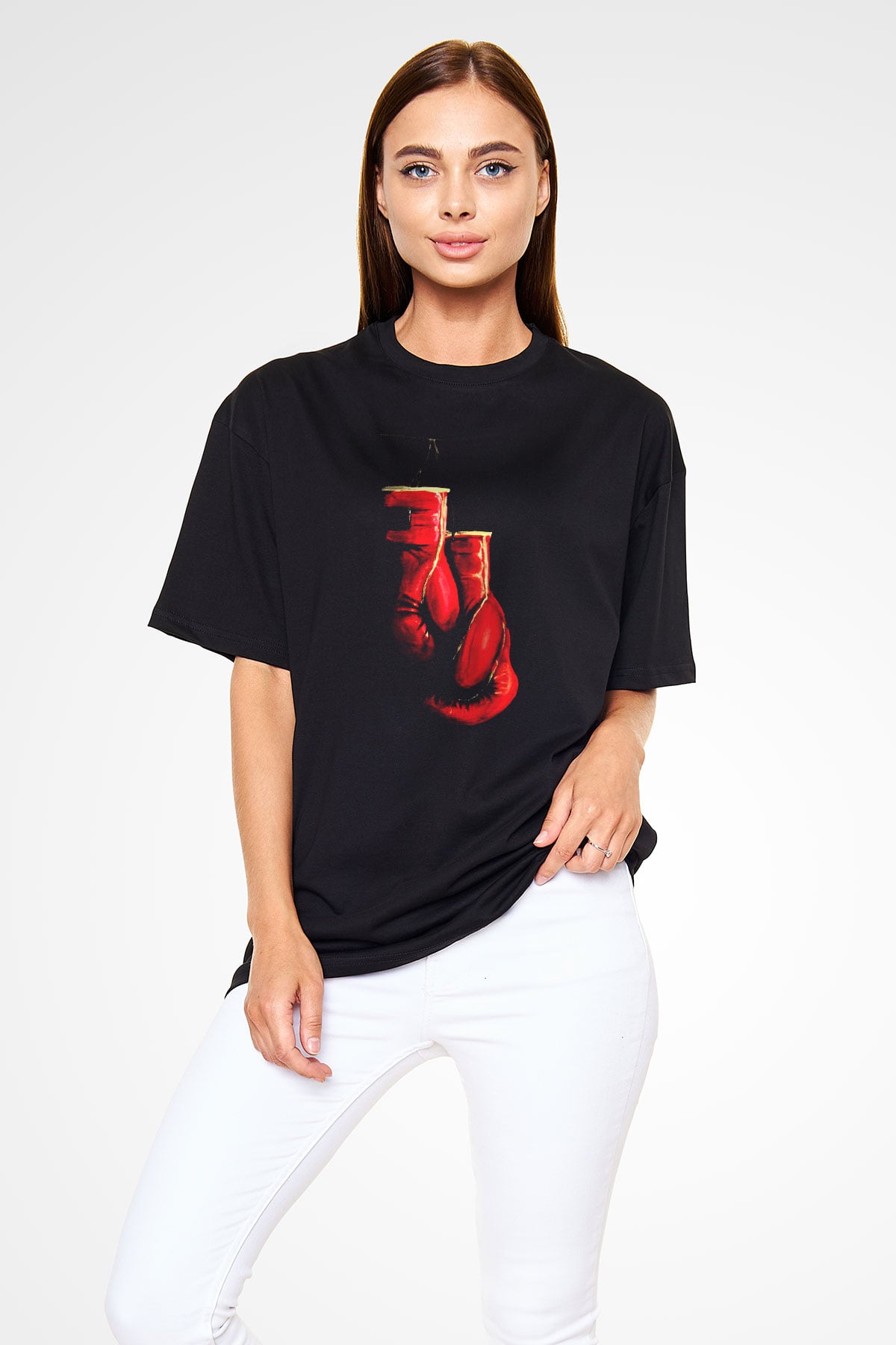 Kick boks Siyah Unisex Oversize Tişört T-Shirt
