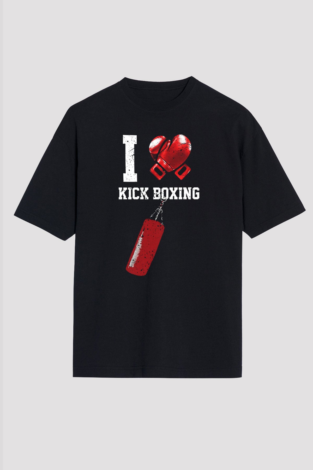 Kick boks Siyah Unisex Oversize Tişört T-Shirt