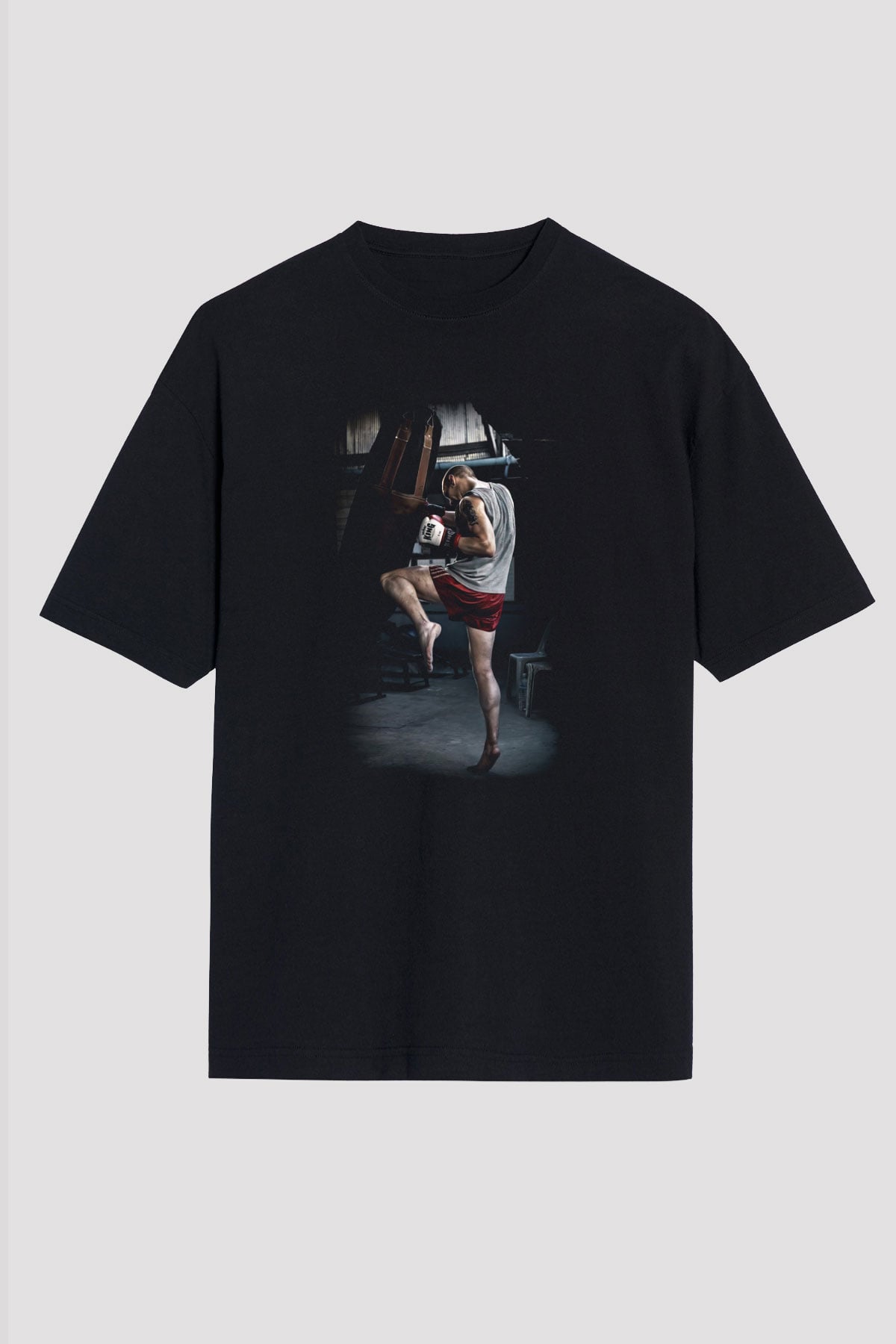 Kick boks Siyah Unisex Oversize Tişört T-Shirt