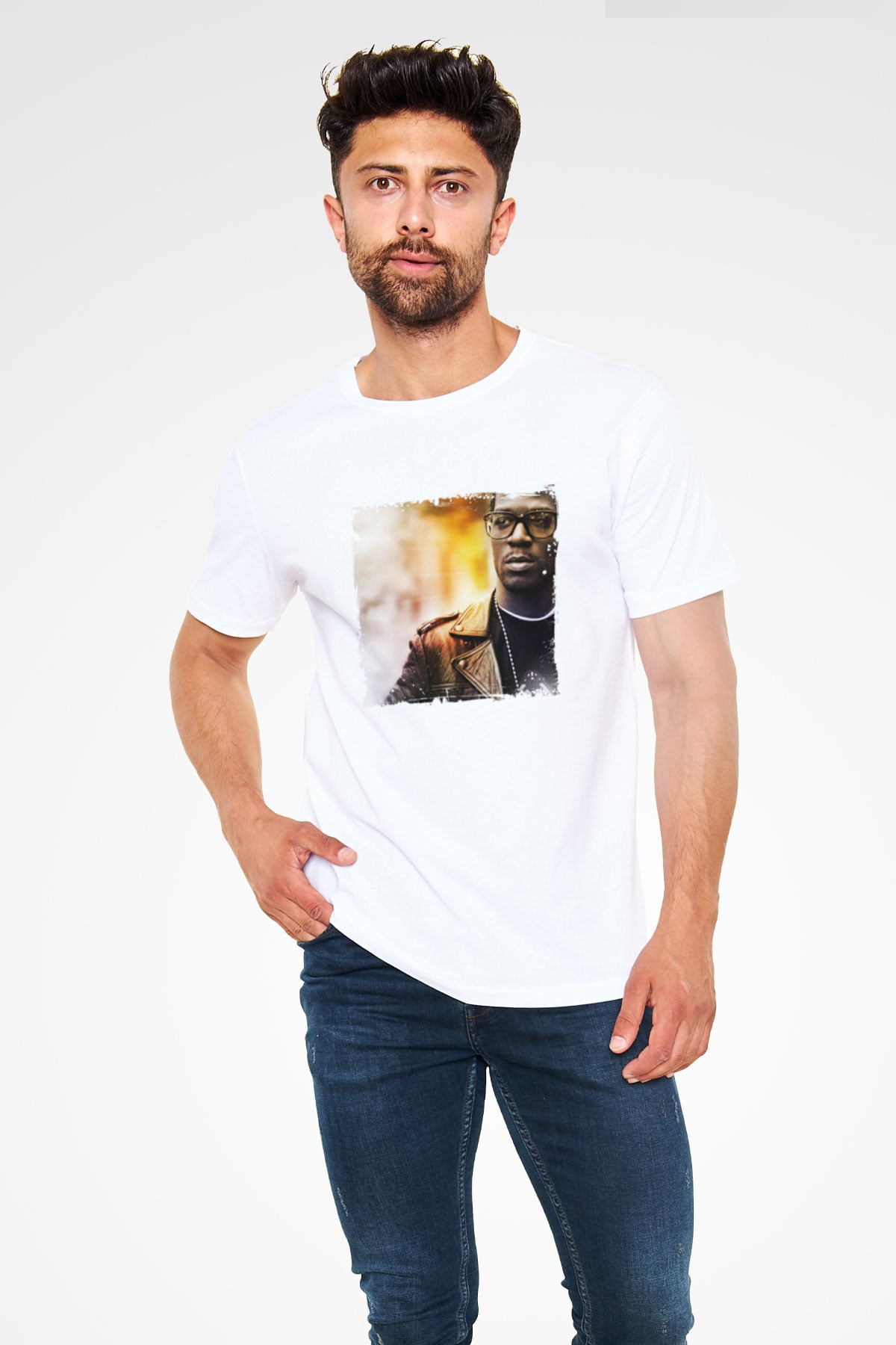 Kid Cudi Baskılı Unisex Beyaz Tişört