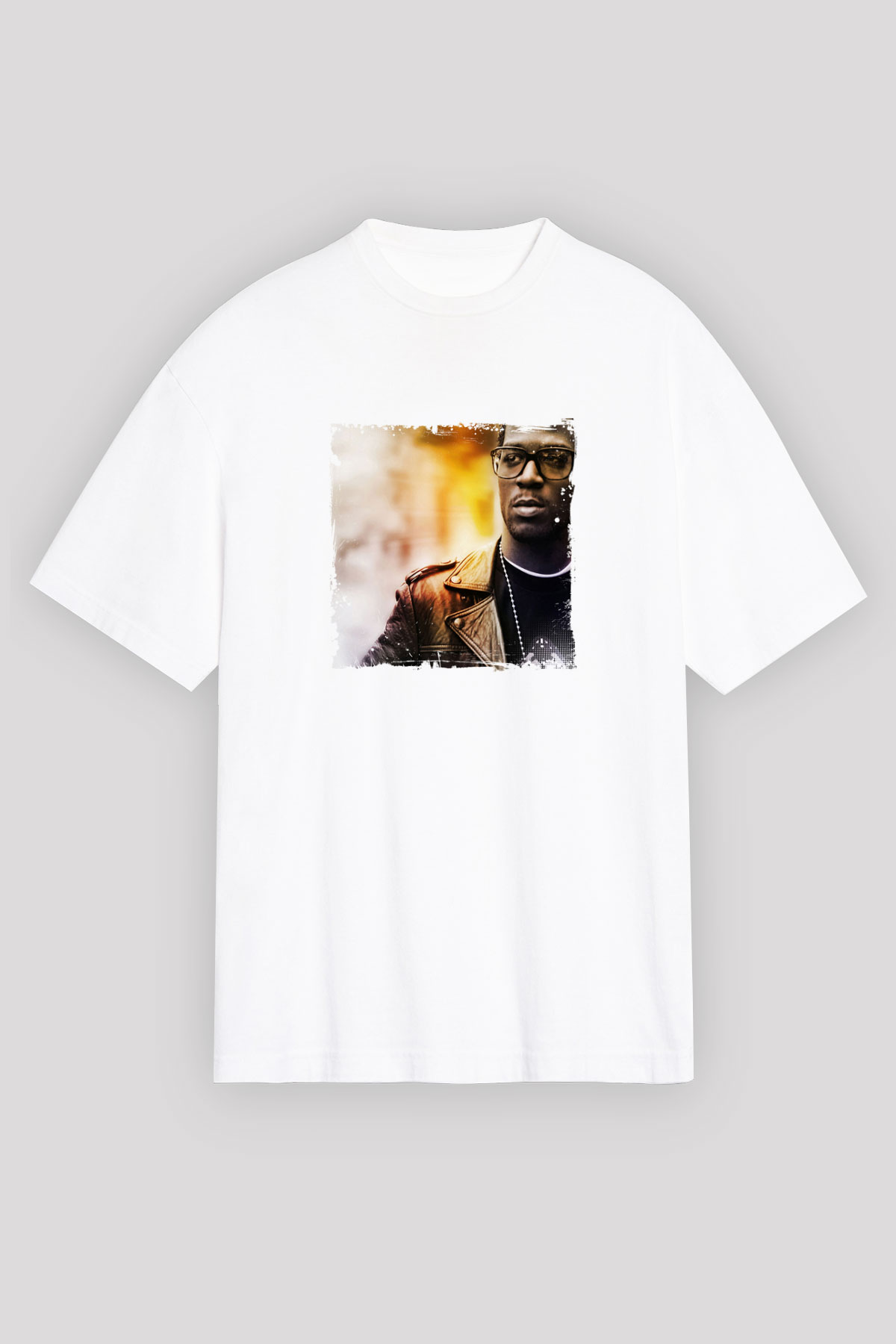 Kid Cudi Baskılı Oversize Beyaz Tişört