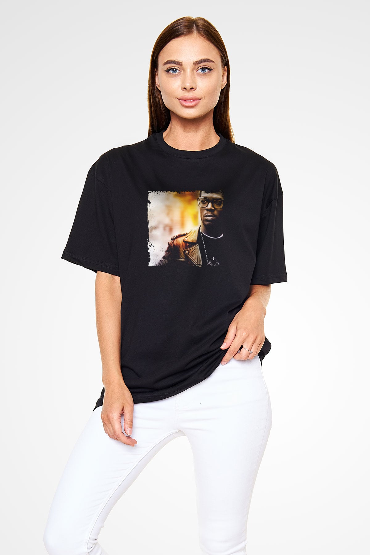 Kid Cudi Baskılı Unisex Oversize Siyah Tişört