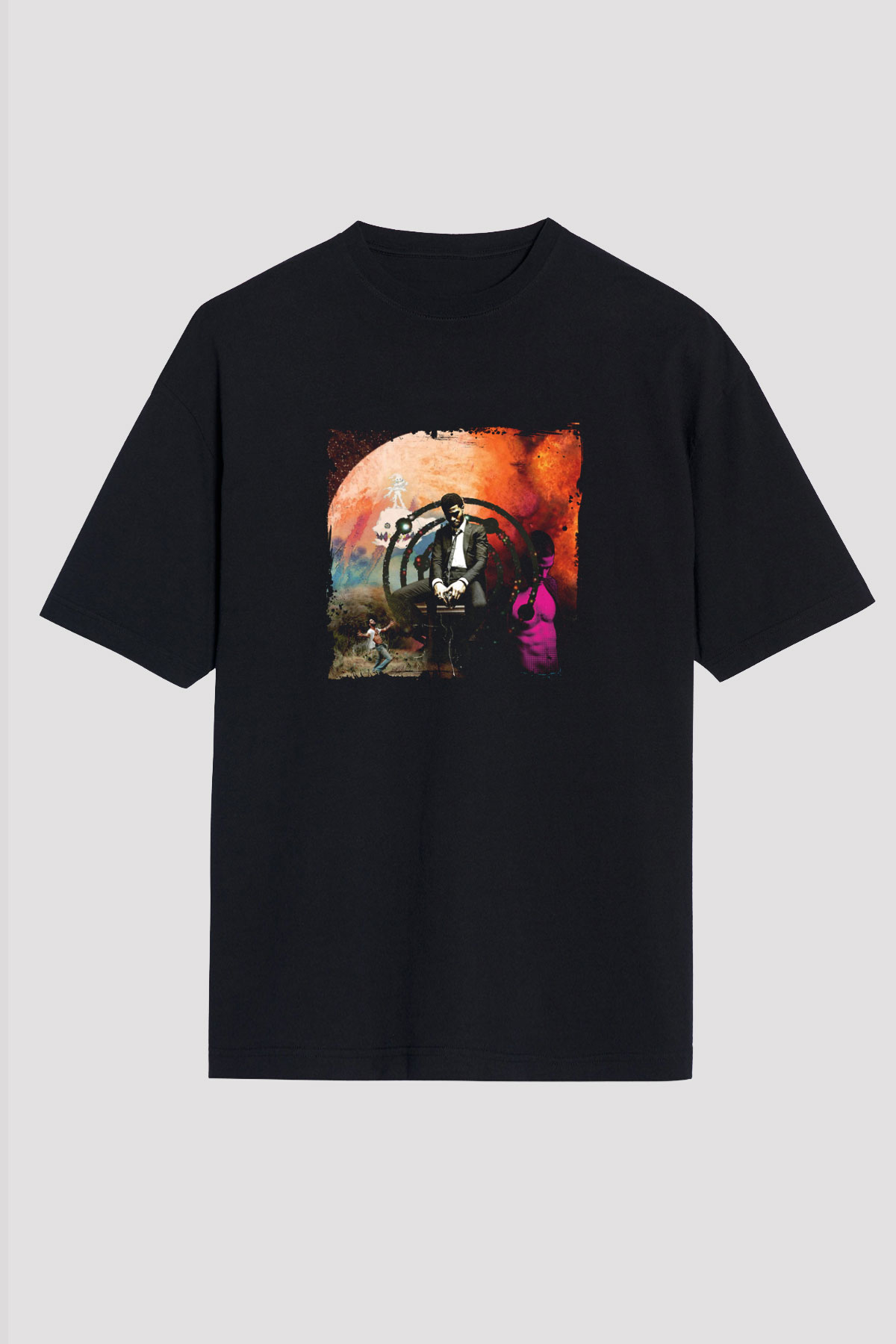 Kid Cudi Baskılı Unisex Oversize Siyah Tişört