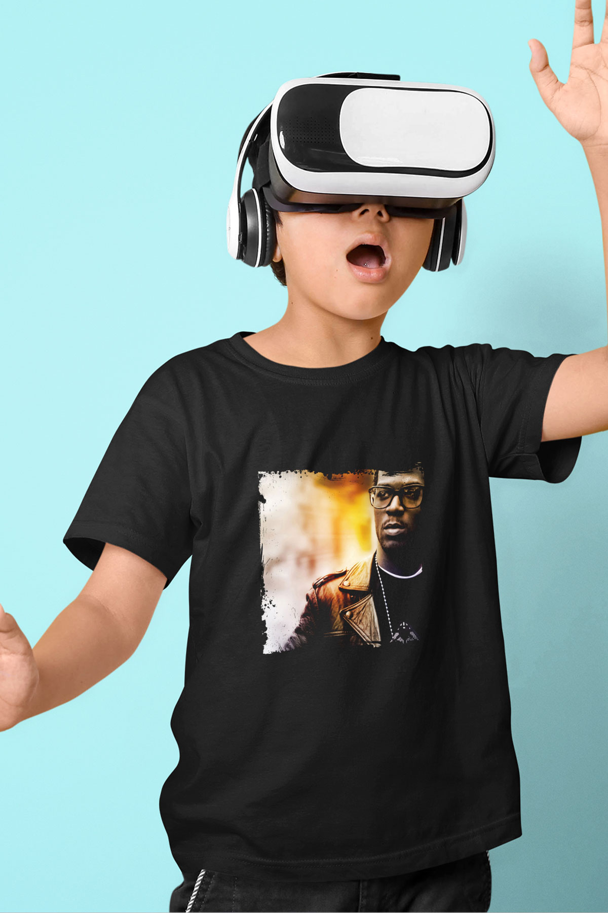 Kid Cudi Baskılı Unisex Siyah Çocuk Tişört