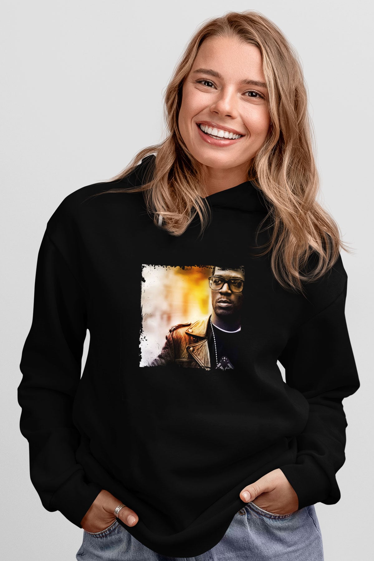 Kid Cudi Baskılı Unisex Siyah Hoodie