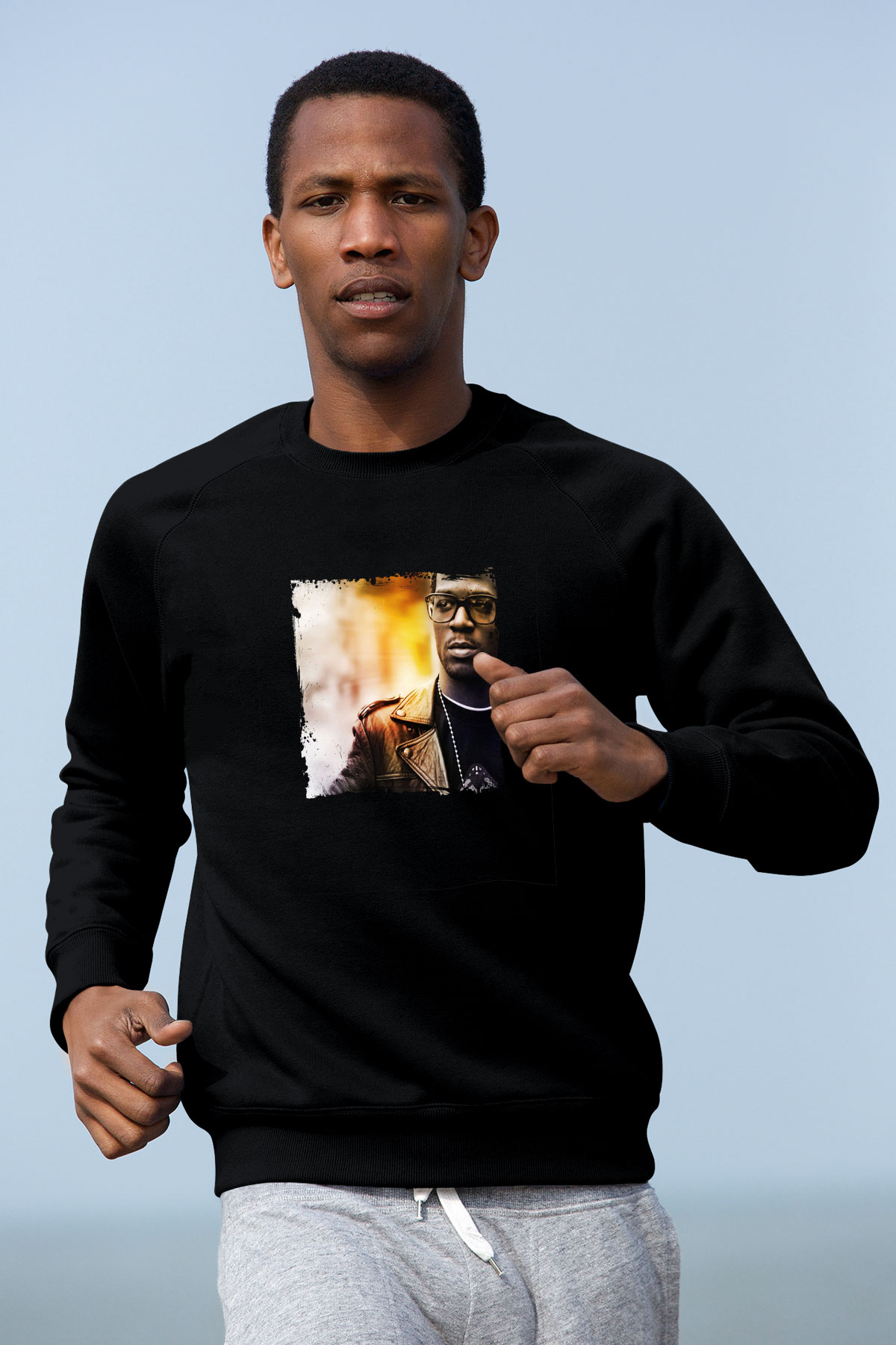 Kid Cudi Baskılı Unisex Siyah Sweatshirt