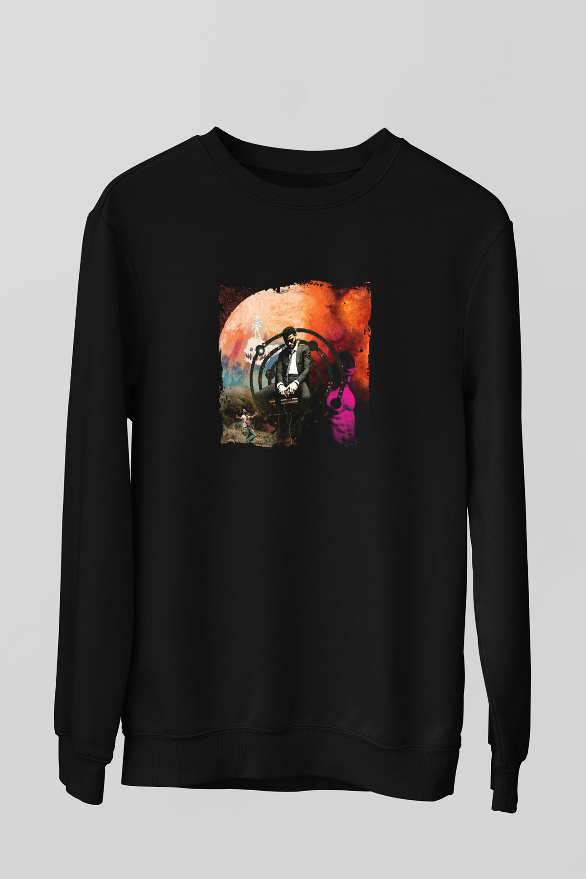 Kid Cudi Baskılı Unisex Siyah Sweatshirt
