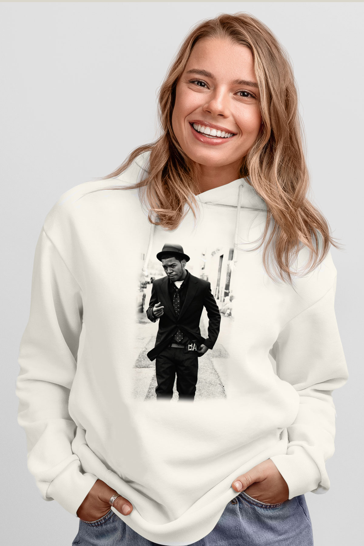 Kid Cudi Beyaz Unisex Kapşonlu Sweatshirt