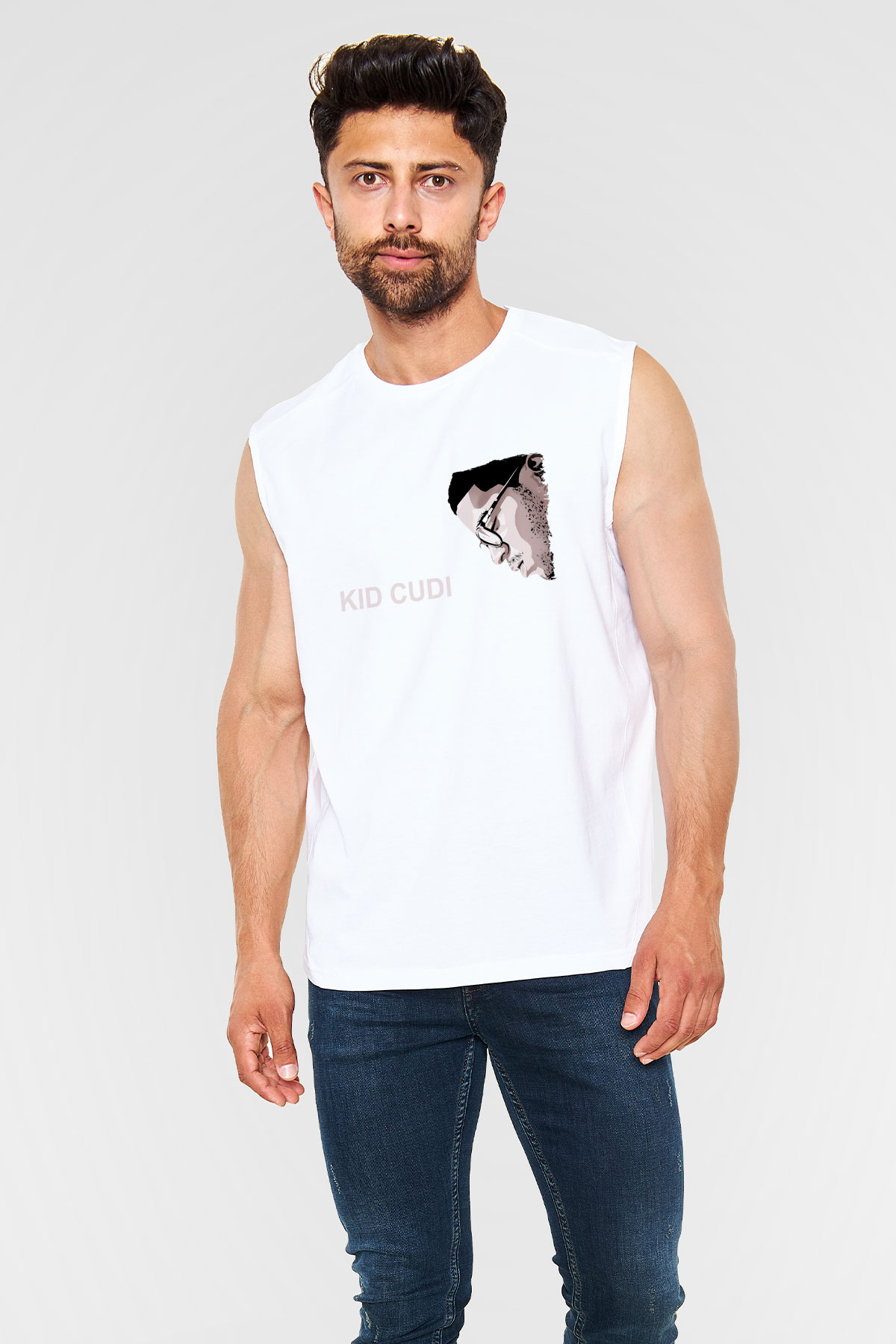 Kid Cudi Beyaz Unisex Kolsuz Tişört