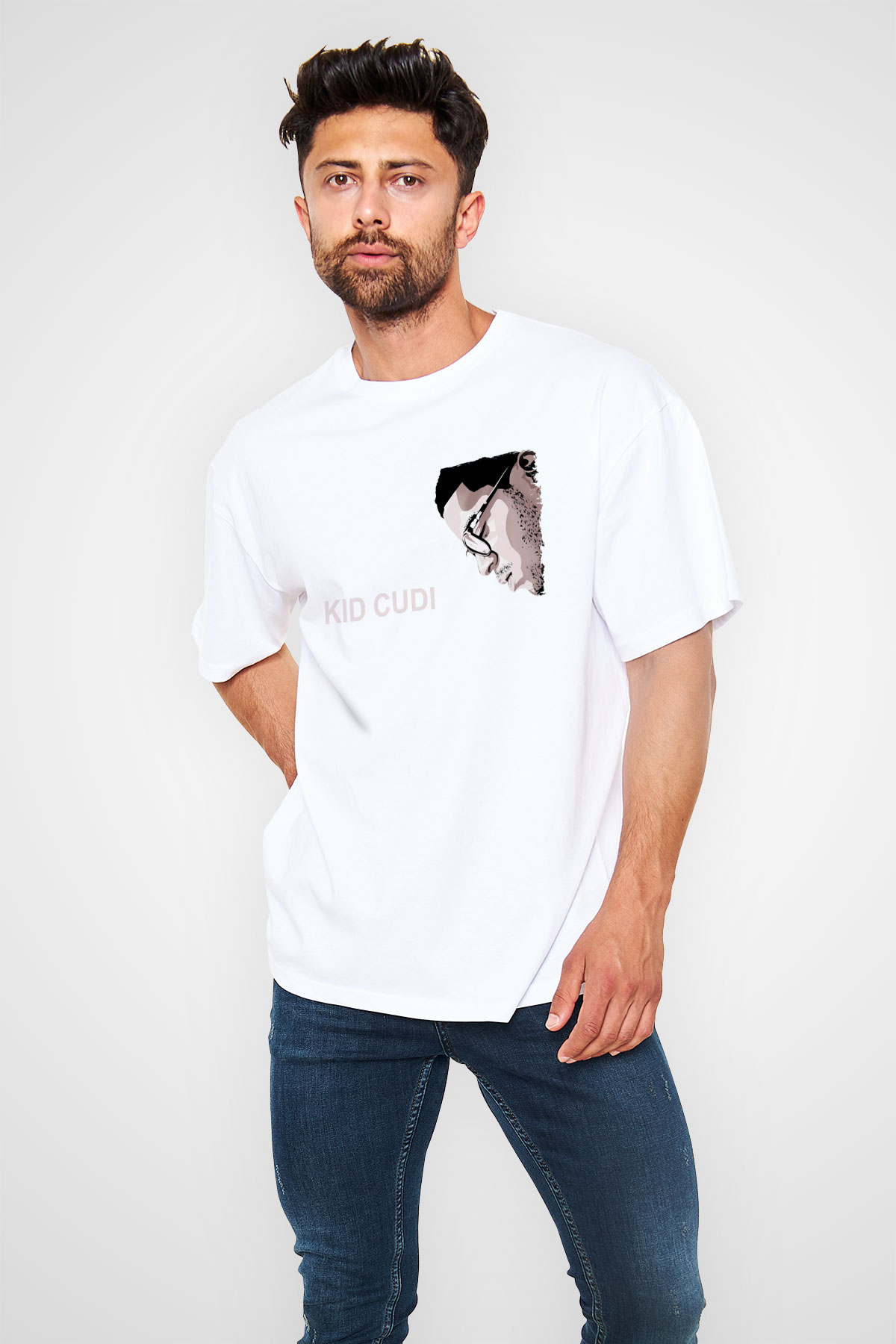 Kid Cudi Beyaz Unisex Tişört T-Shirt - TişörtFabrikası