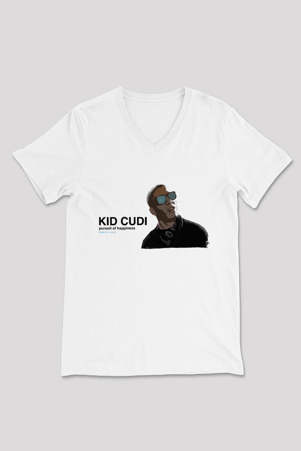 Kid Cudi Beyaz Unisex V Yaka Tişört