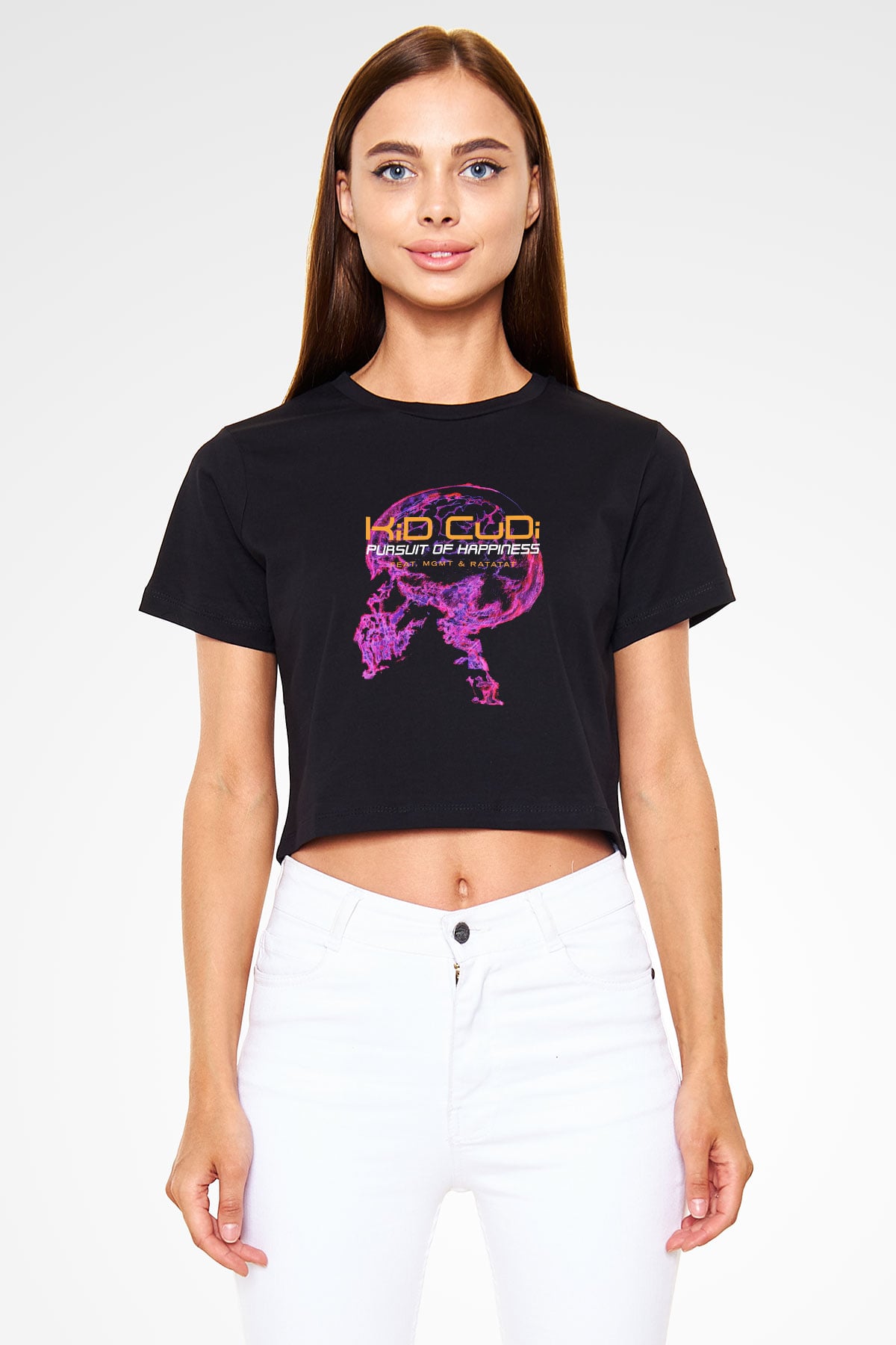 Kid Cudi Siyah Crop Top Tişört