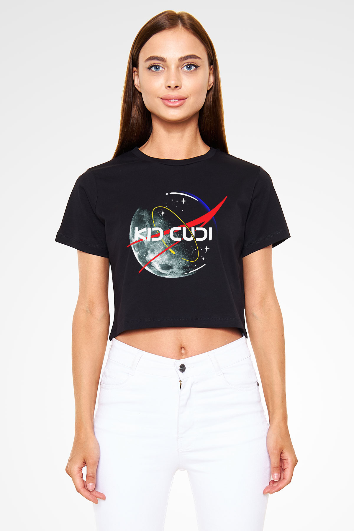 Kid Cudi Siyah Crop Top Tişört