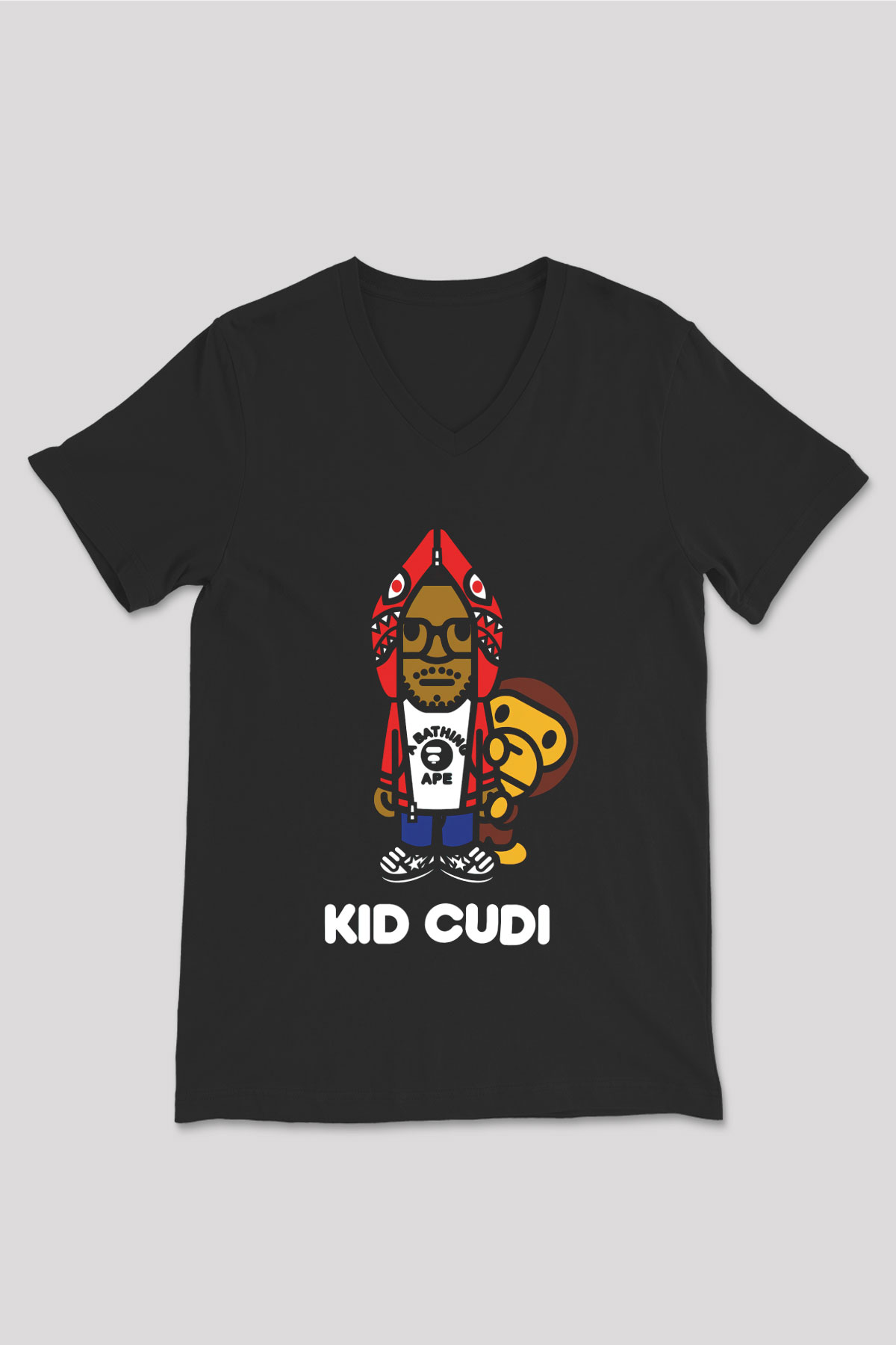 Kid Cudi Siyah Unisex V Yaka Tişört T-Shirt
