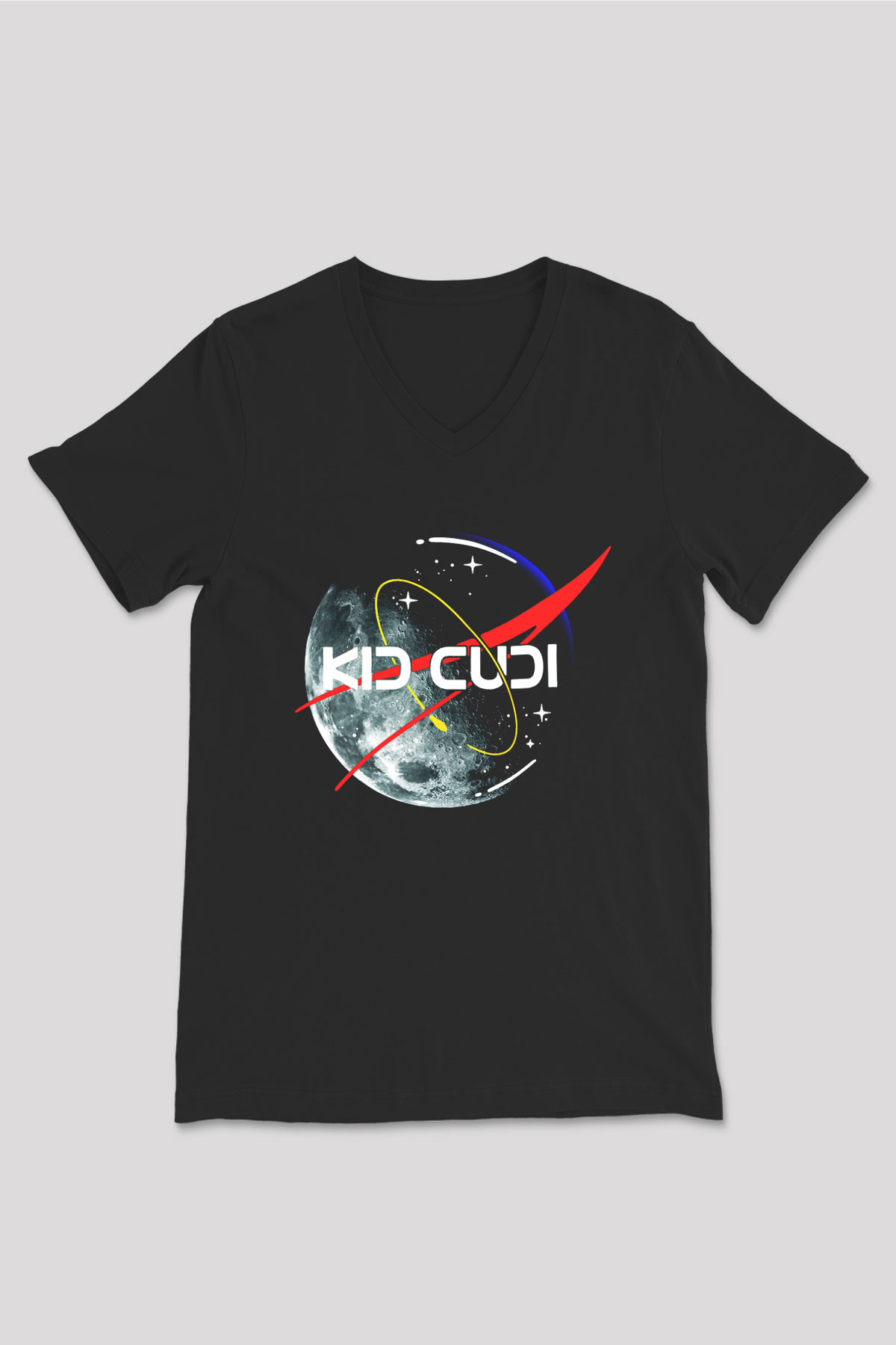 Kid Cudi Siyah Unisex V Yaka Tişört T-Shirt