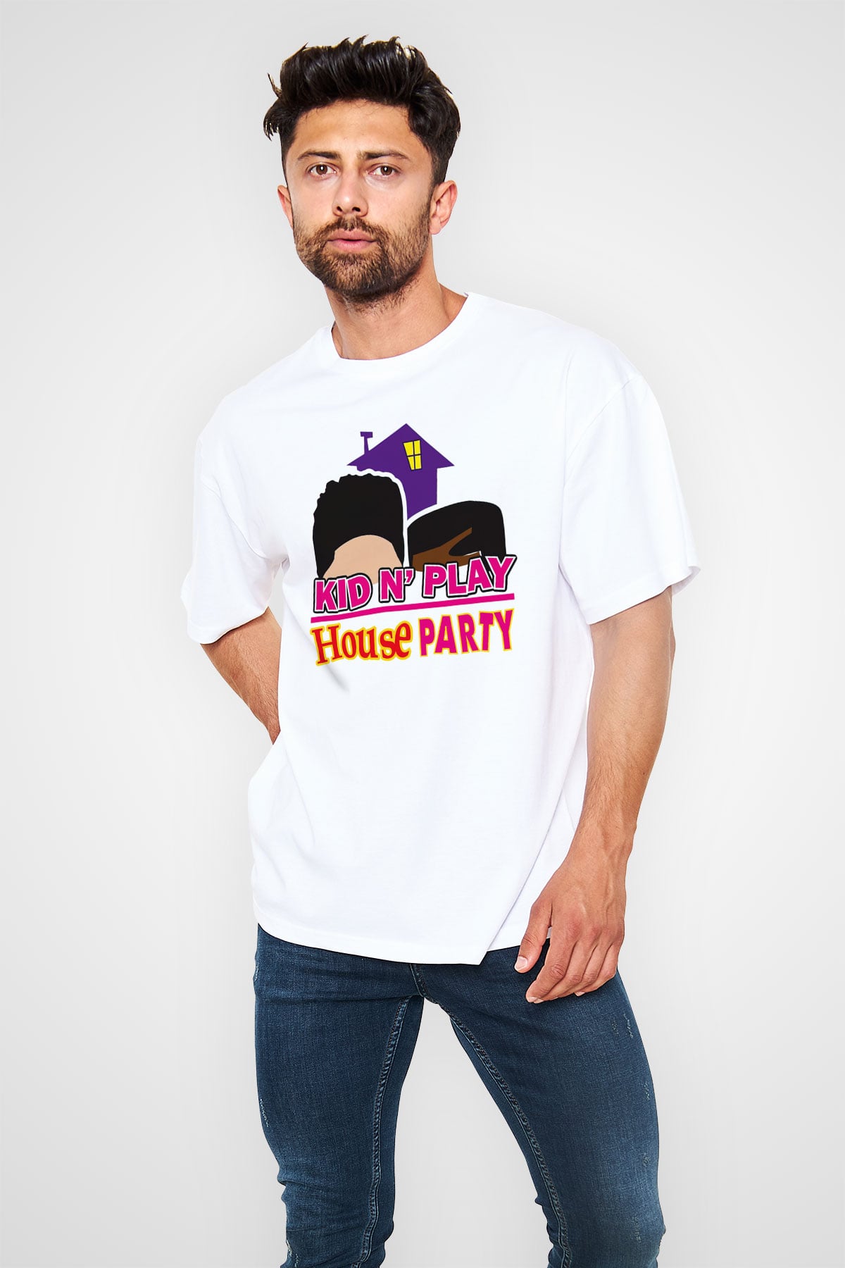 Kid n Play Beyaz Unisex Tişört T-Shirt - TişörtFabrikası