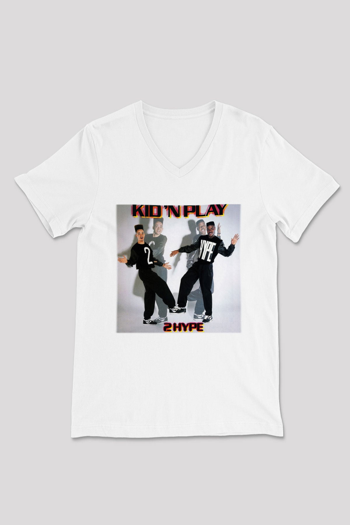 Kid n Play Beyaz Unisex V Yaka Tişört T-Shirt
