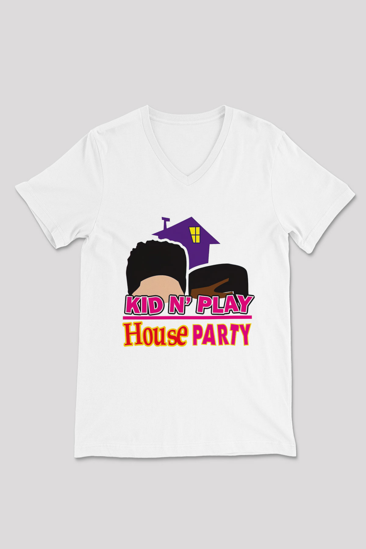 Kid n Play Beyaz Unisex V Yaka Tişört