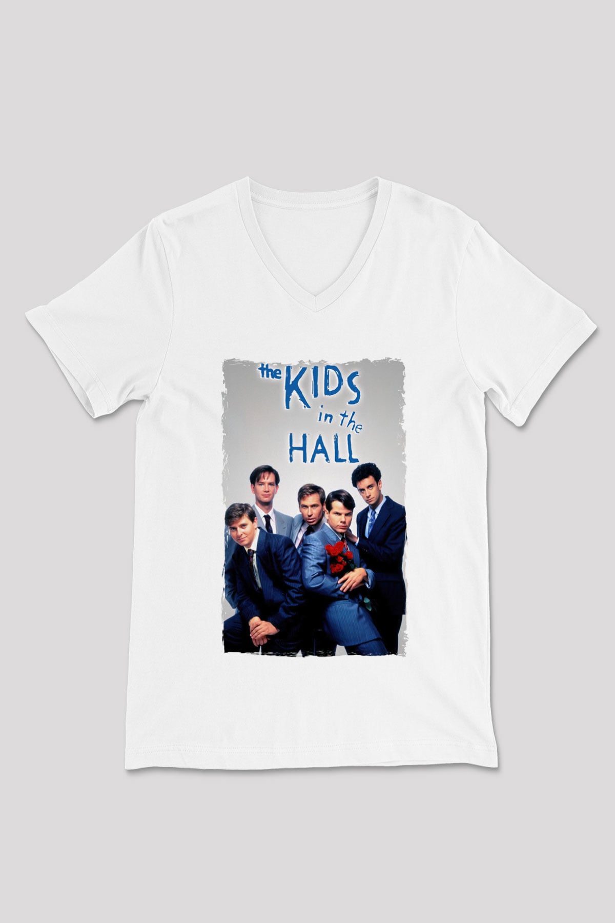 Kids in the Hall Beyaz Unisex V Yaka Tişört