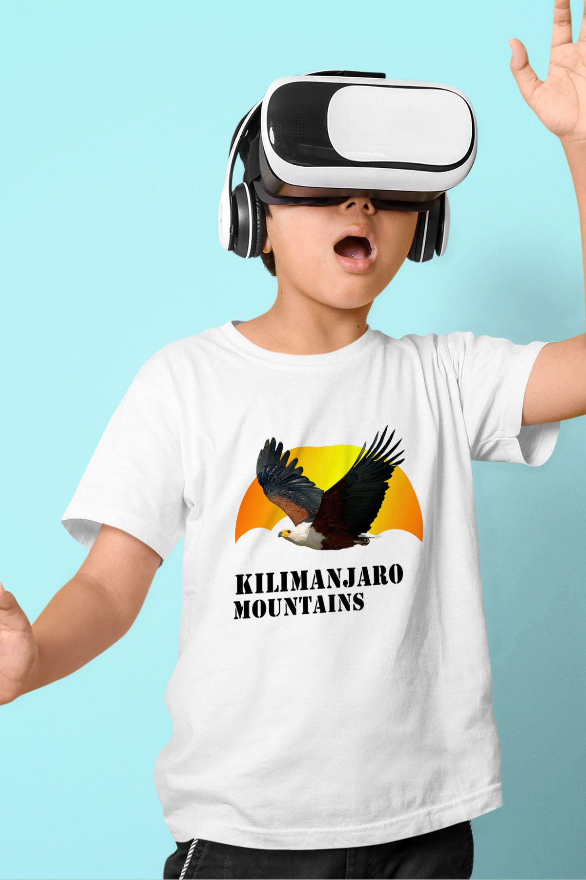 Kilimanjaro Baskılı Beyaz Unisex Çocuk Tişört