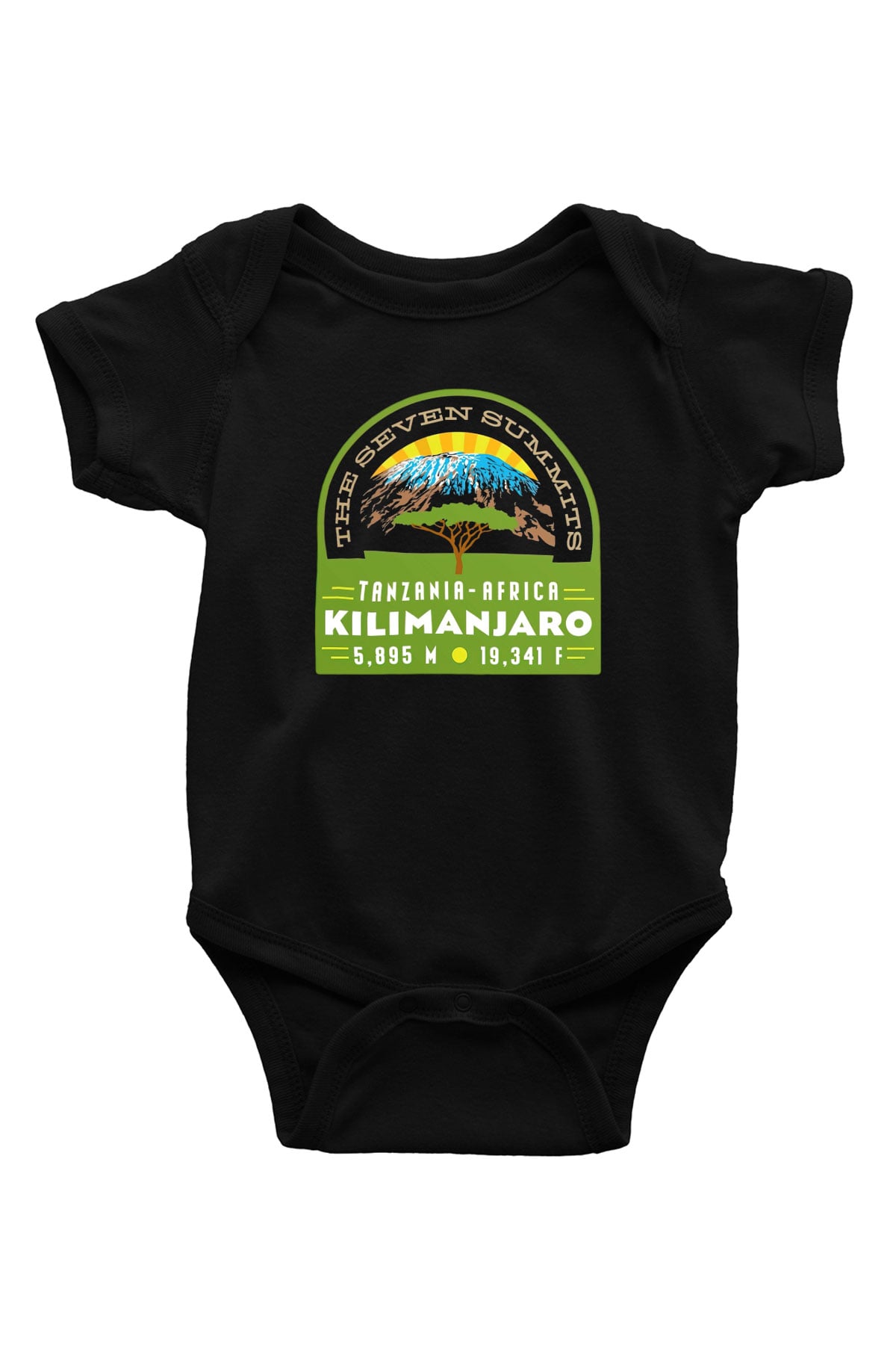 Kilimanjaro Baskılı Siyah Bebek Body - Zıbın